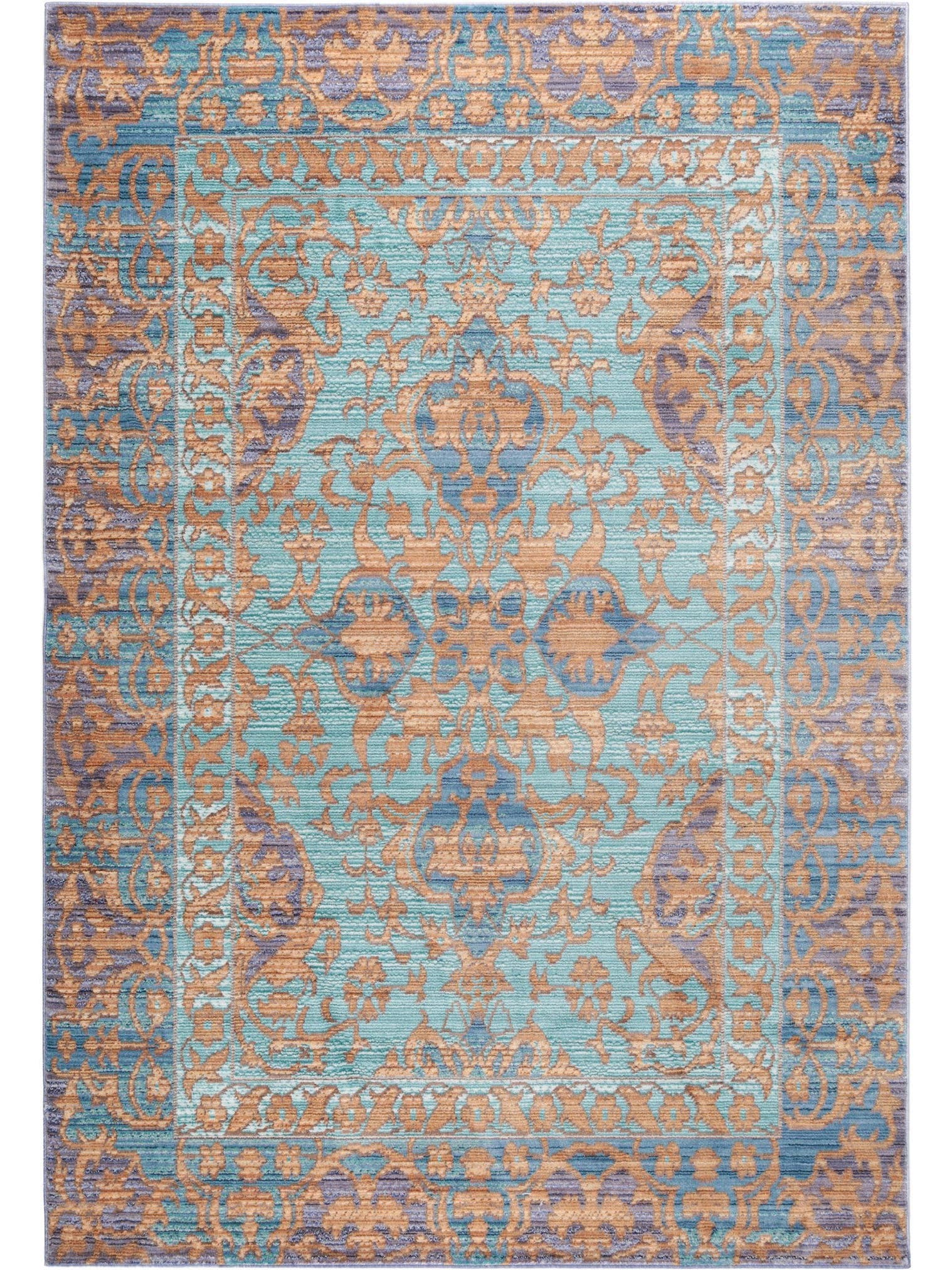 Teppich aus 100% Polyester in Türkis mit bis 5 mm hohem Flor von benuta