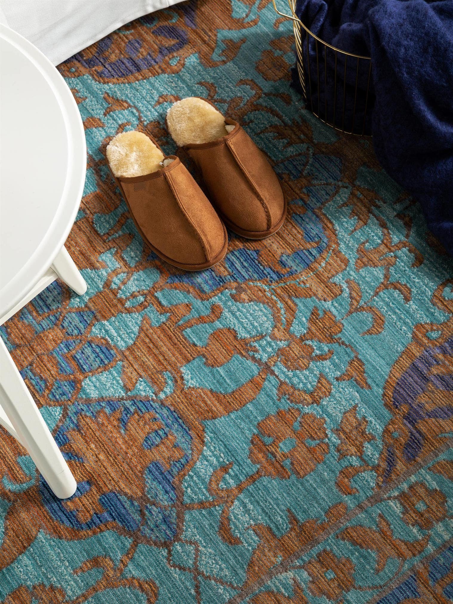 Teppich aus 100% Polyester in Türkis mit bis 5 mm hohem Flor von benuta