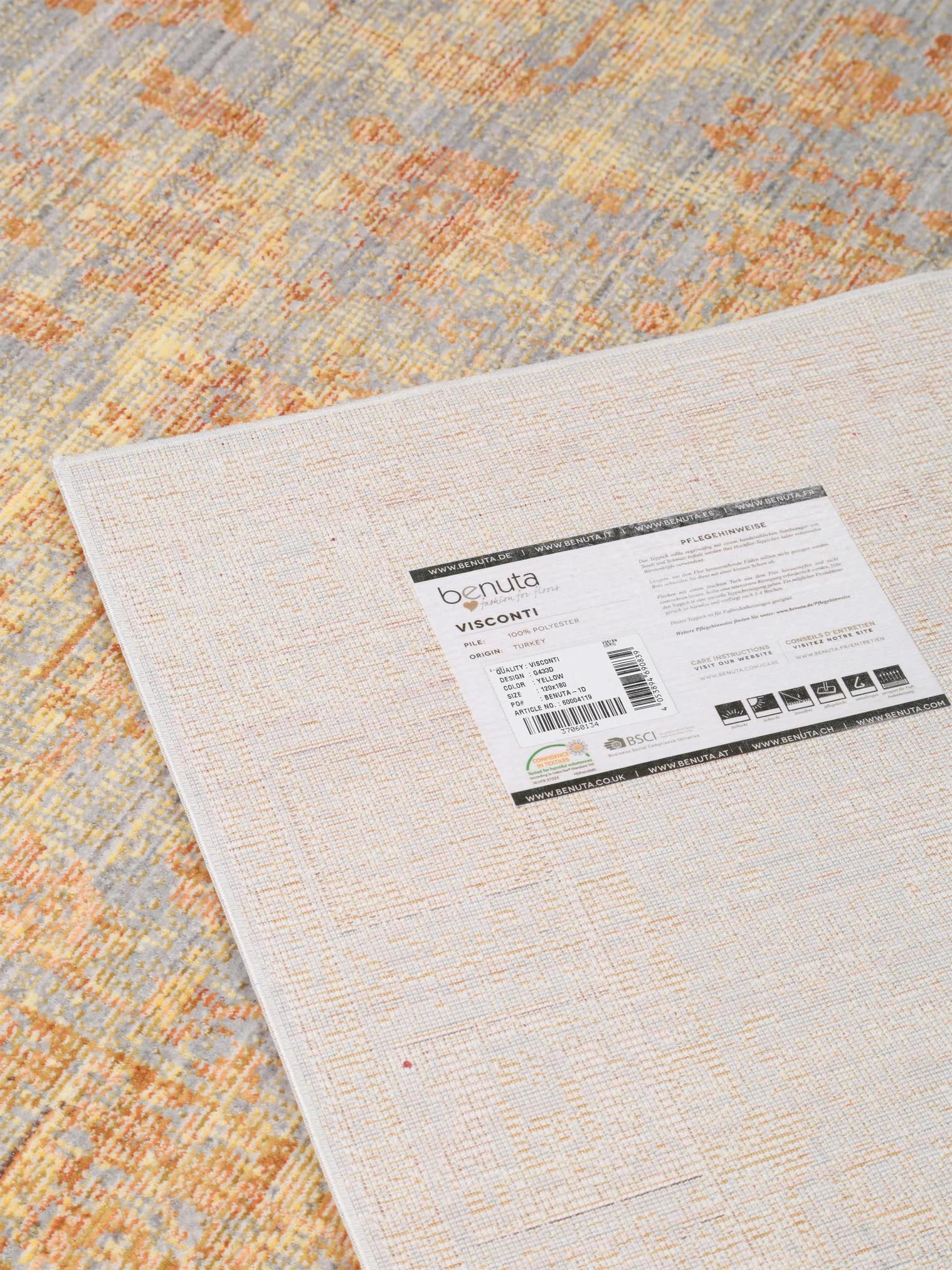 Tappeto di 100% Poliestere in Giallo con pelo alto 1- 5 mm da benuta Nest