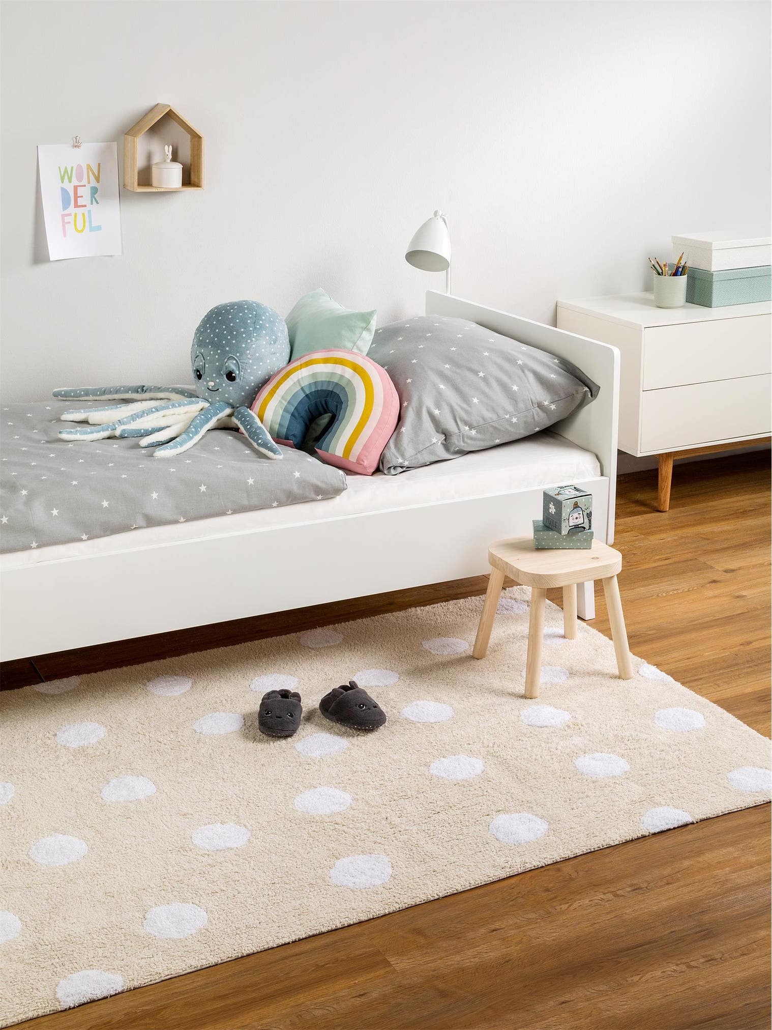 Teppich aus 100% Baumwolle in Beige mit 11 bis 20 mm hohem Flor von Lytte