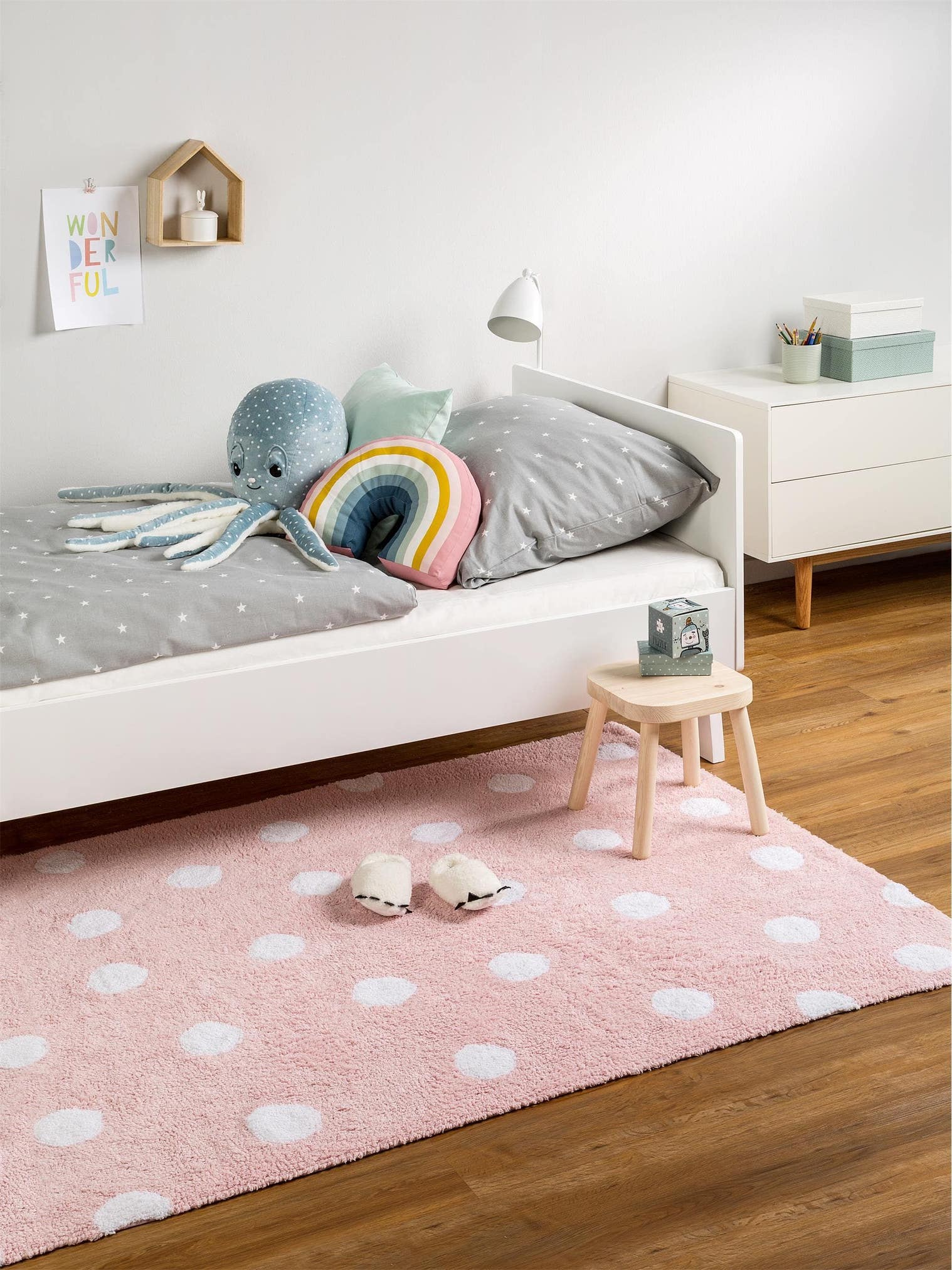 Teppich aus 100% Baumwolle in Rosa mit 11 bis 20 mm hohem Flor von Lytte