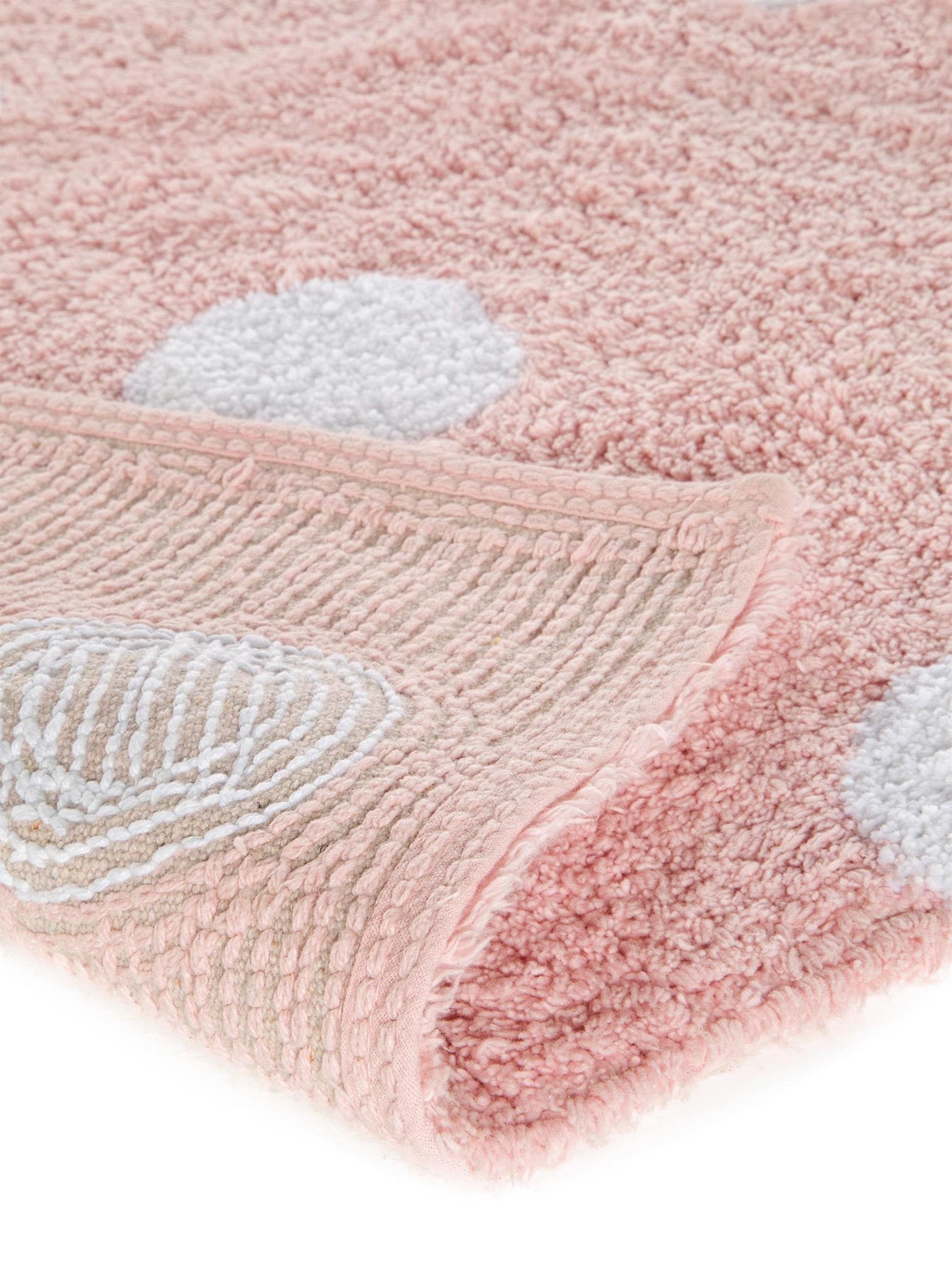 Teppich aus 100% Baumwolle in Rosa mit 11 bis 20 mm hohem Flor von Lytte