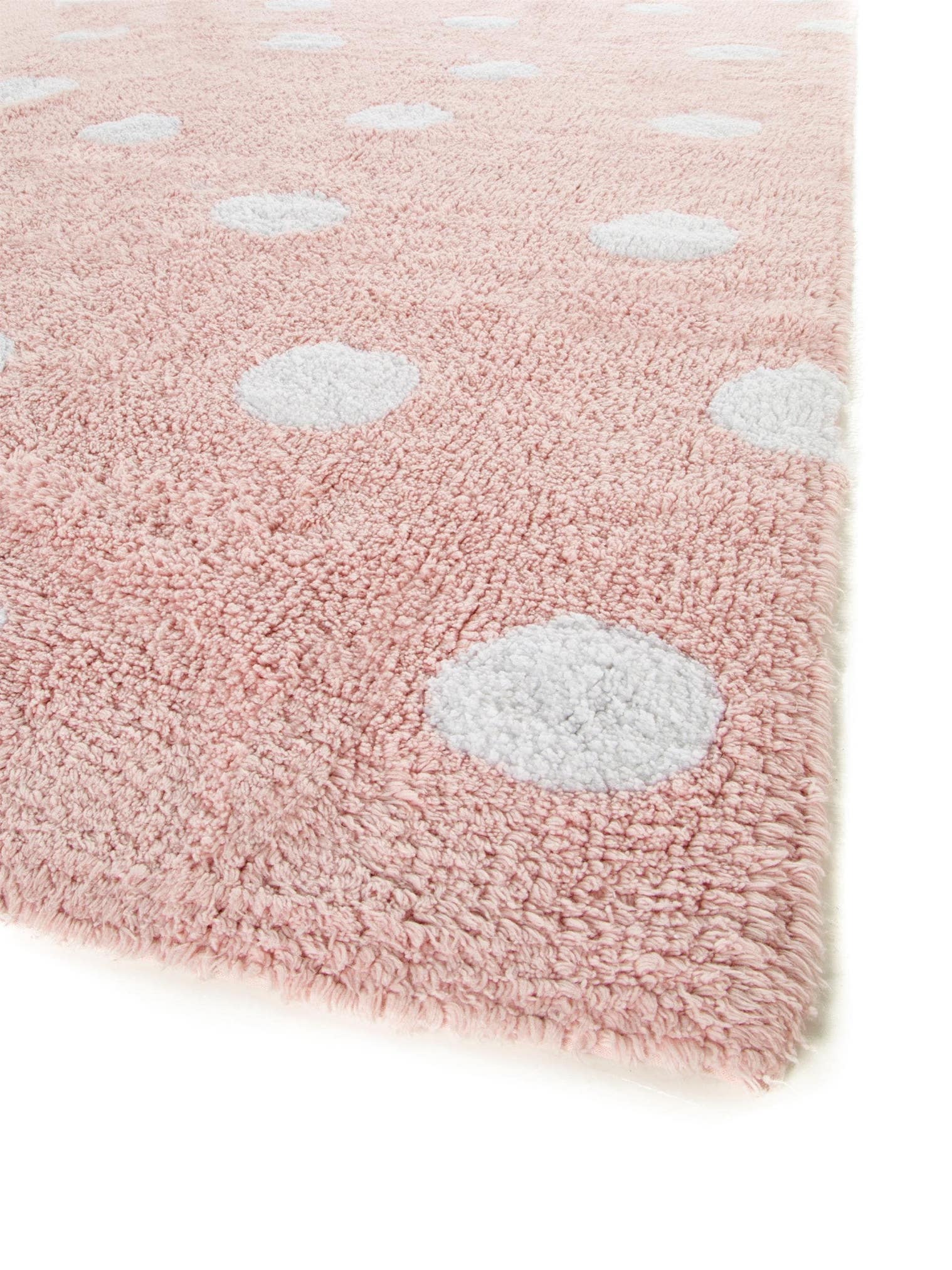 Teppich aus 100% Baumwolle in Rosa mit 11 bis 20 mm hohem Flor von Lytte