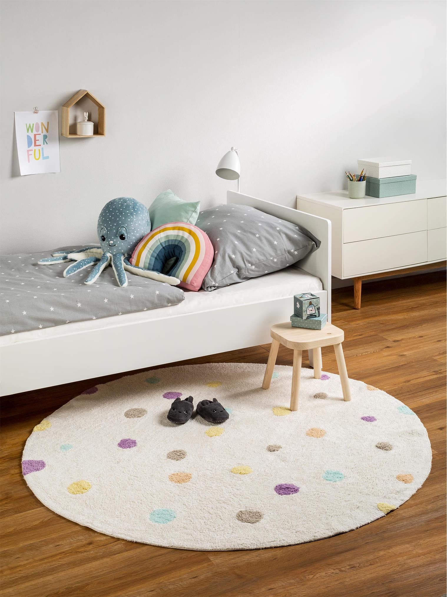 Matta av 100% Bomull i Beige med 11 - 20 mm hög lugg från Lytte
