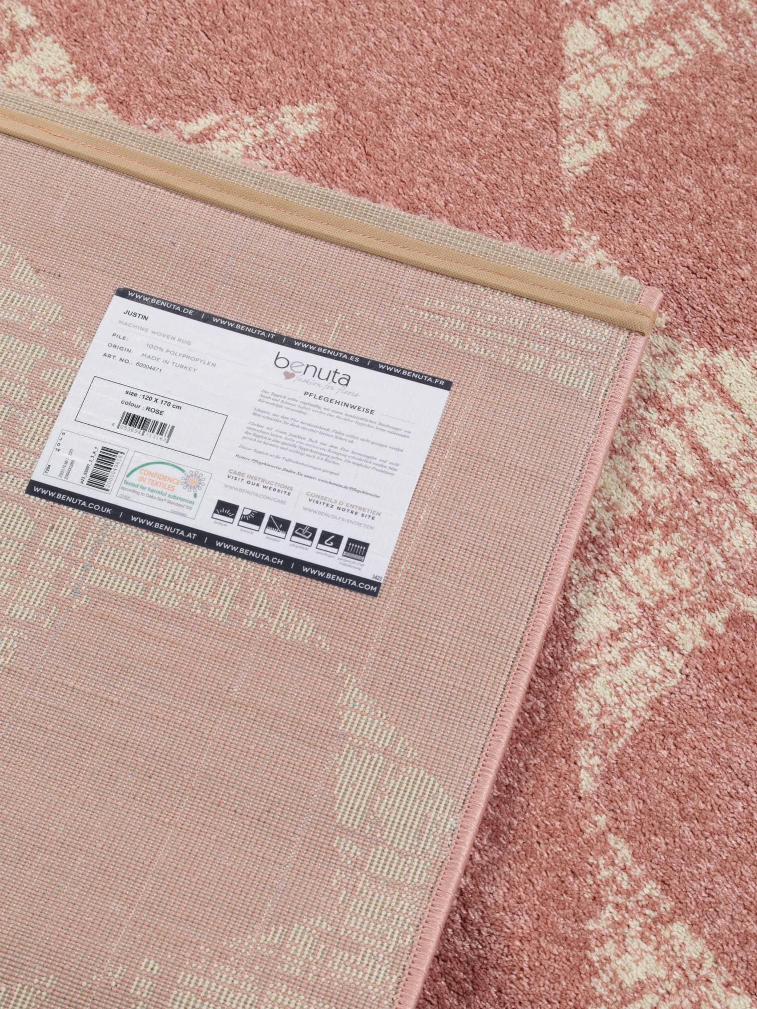 Teppich aus 100% Polypropylen in Rosa mit 6 bis 10 mm hohem Flor von benuta