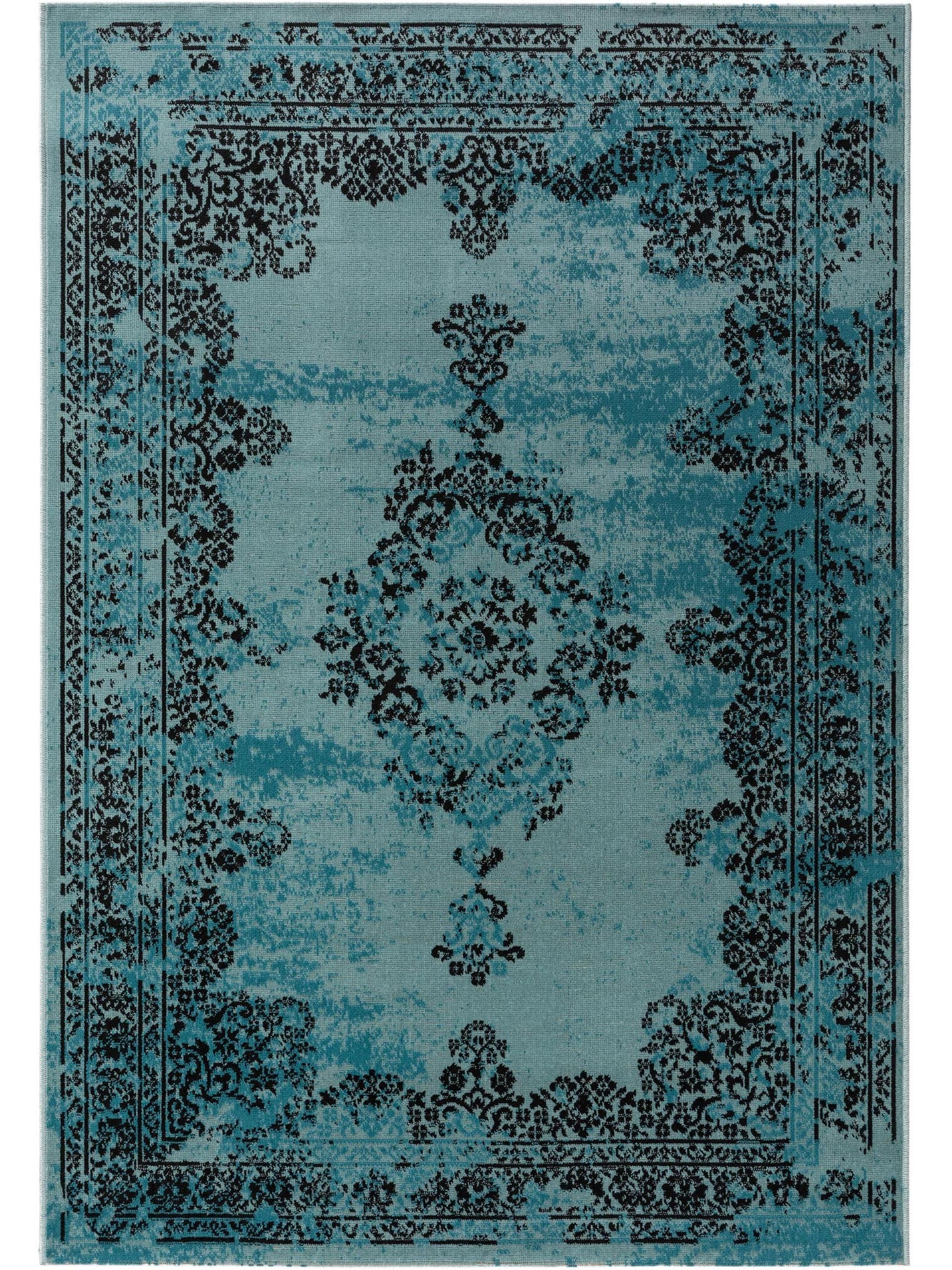 Rug made of 100% Polypropylene in Turquoise with a 1- 5 mm high pile by benuta Nest