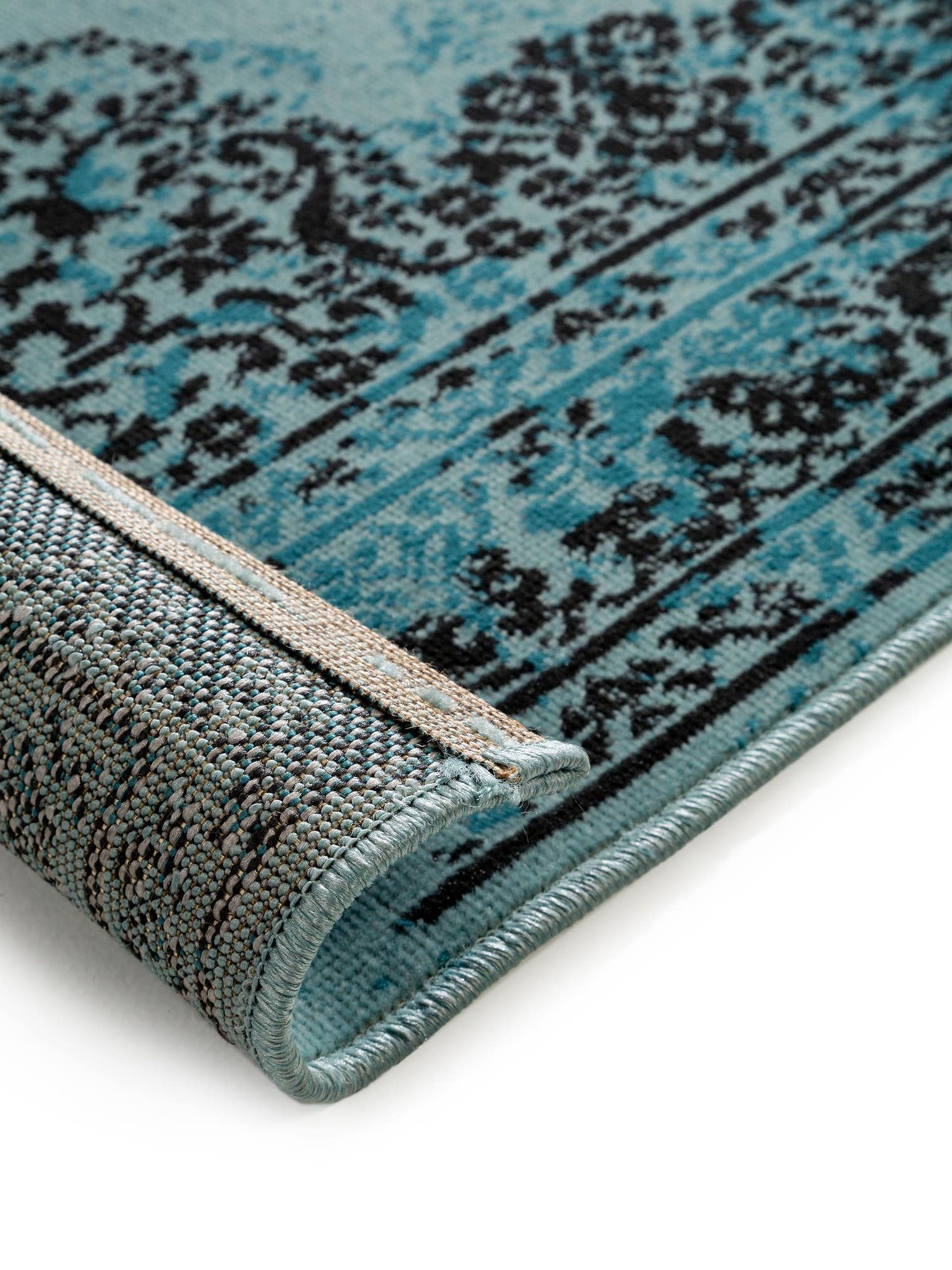 Rug made of 100% Polypropylene in Turquoise with a 1- 5 mm high pile by benuta Nest