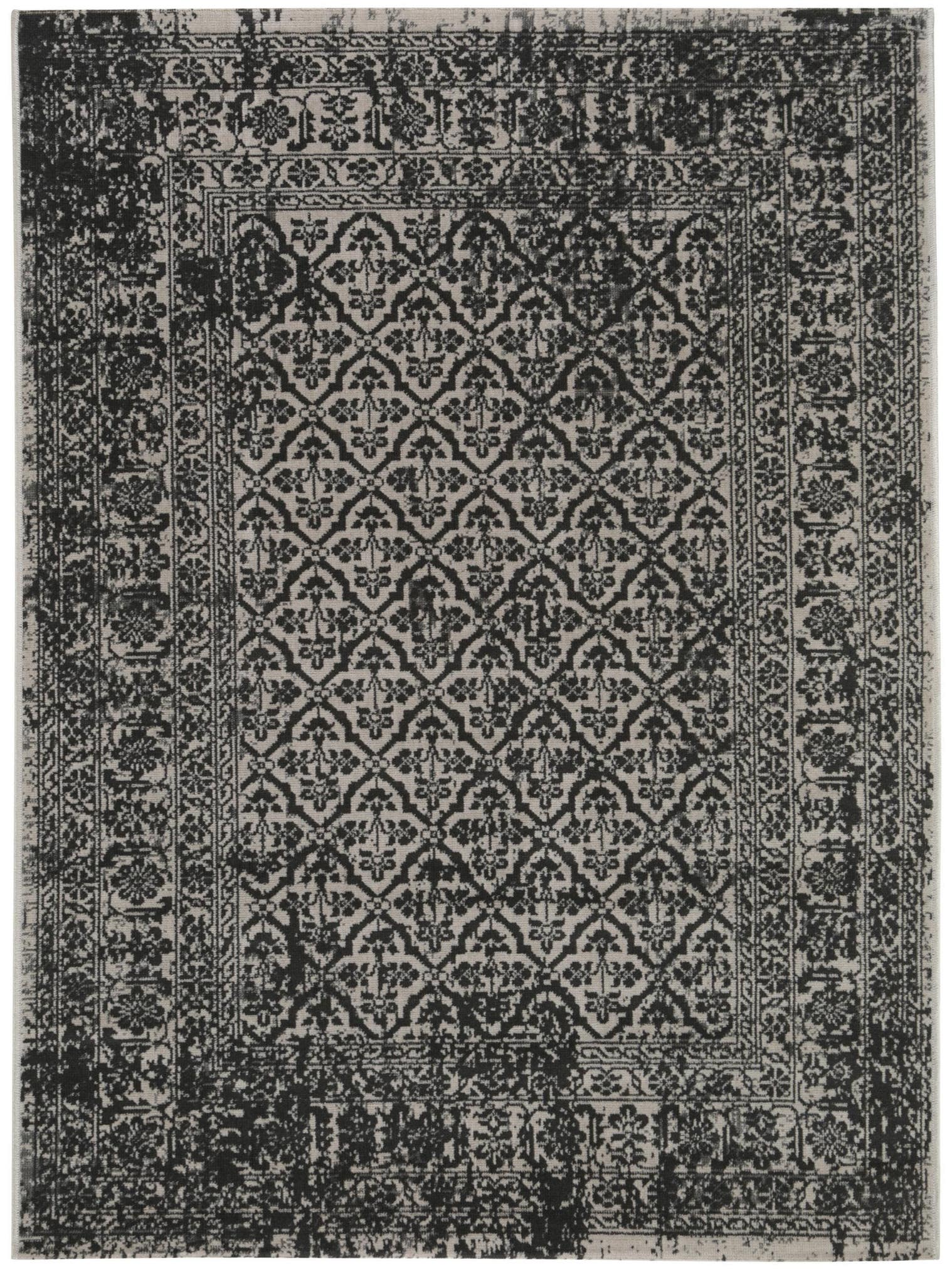 Rug made of 100% Polypropylene in Black/White with a 1- 5 mm high pile by benuta Nest