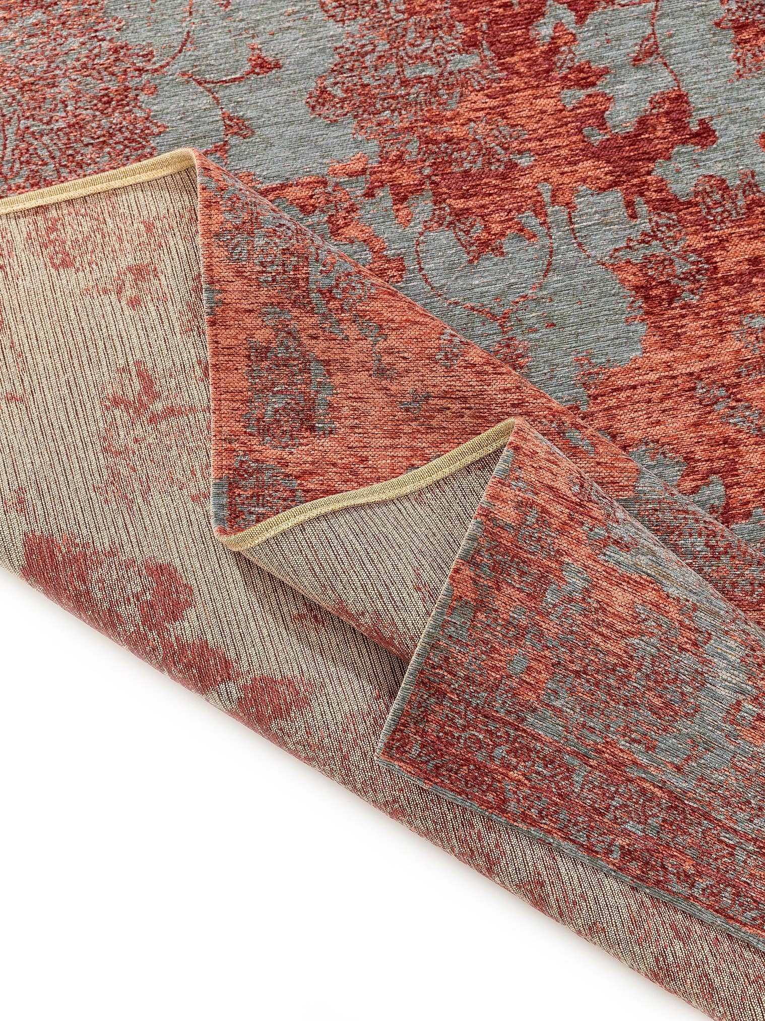 Teppich aus 55% Polyacryl, 27% Polyester, 17% Baumwolle, 1% Latex in Rot mit bis 5 mm hohem Flor von benuta Nest