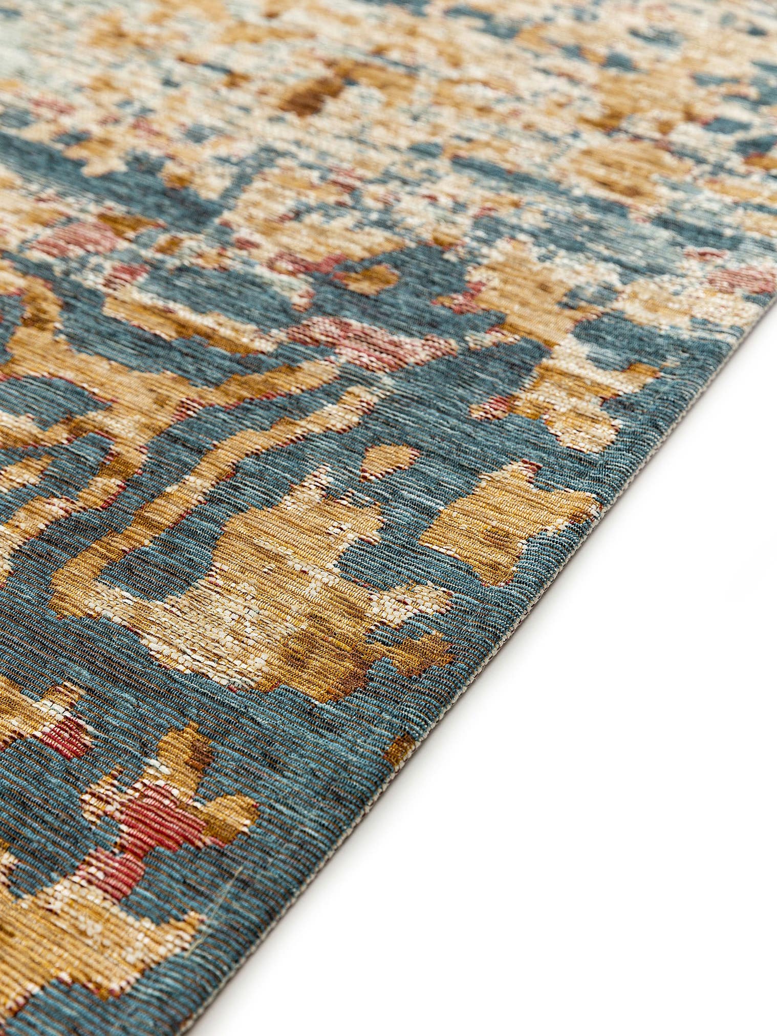 Tappeto di 50% Cotone, 49% Poliestere, 1% Latex in Azzurro con pelo alto 1- 5 mm da benuta Nest