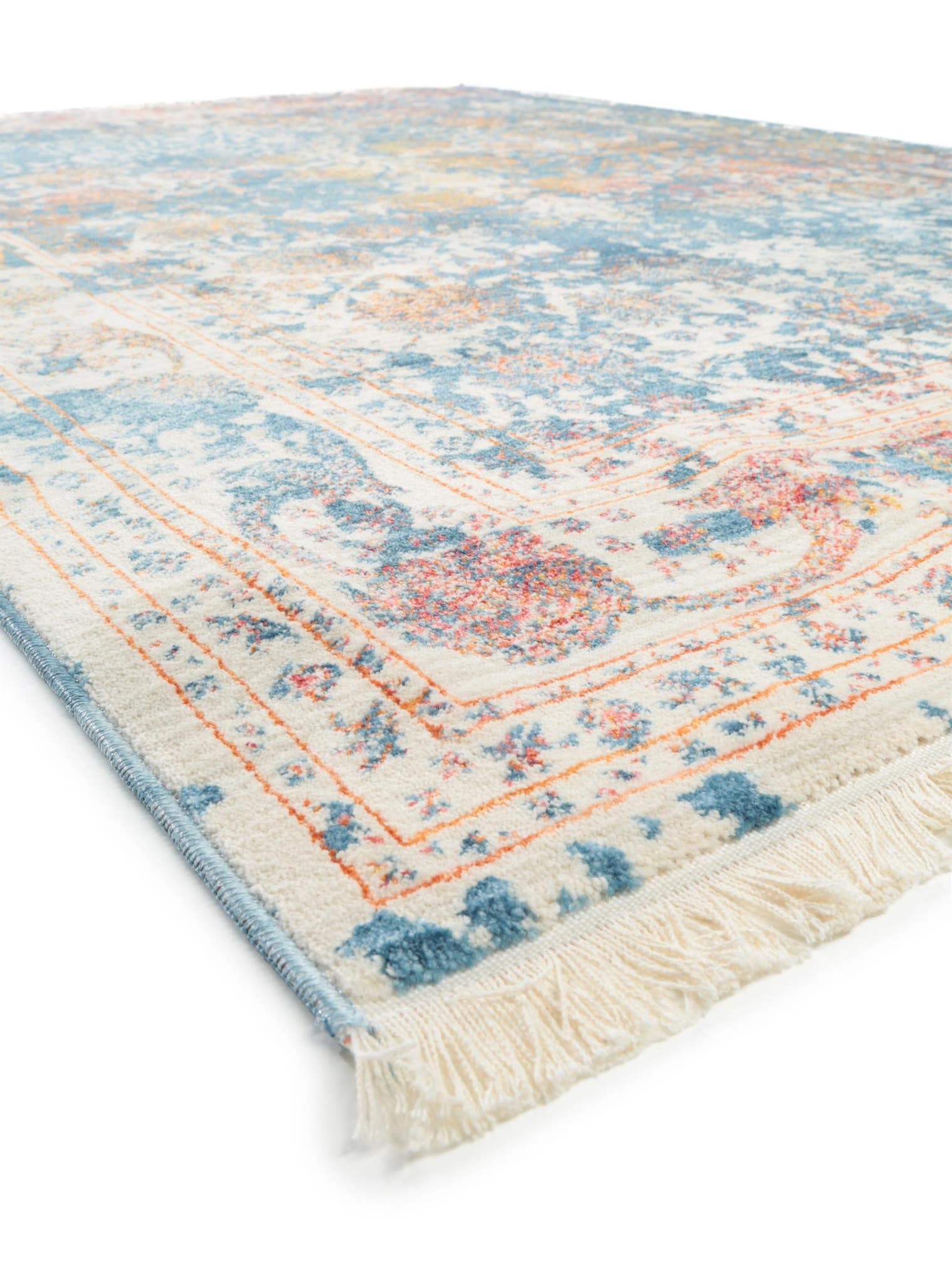 Matta av 100% Polyester i Blå med 6 - 10 mm hög lugg från benuta