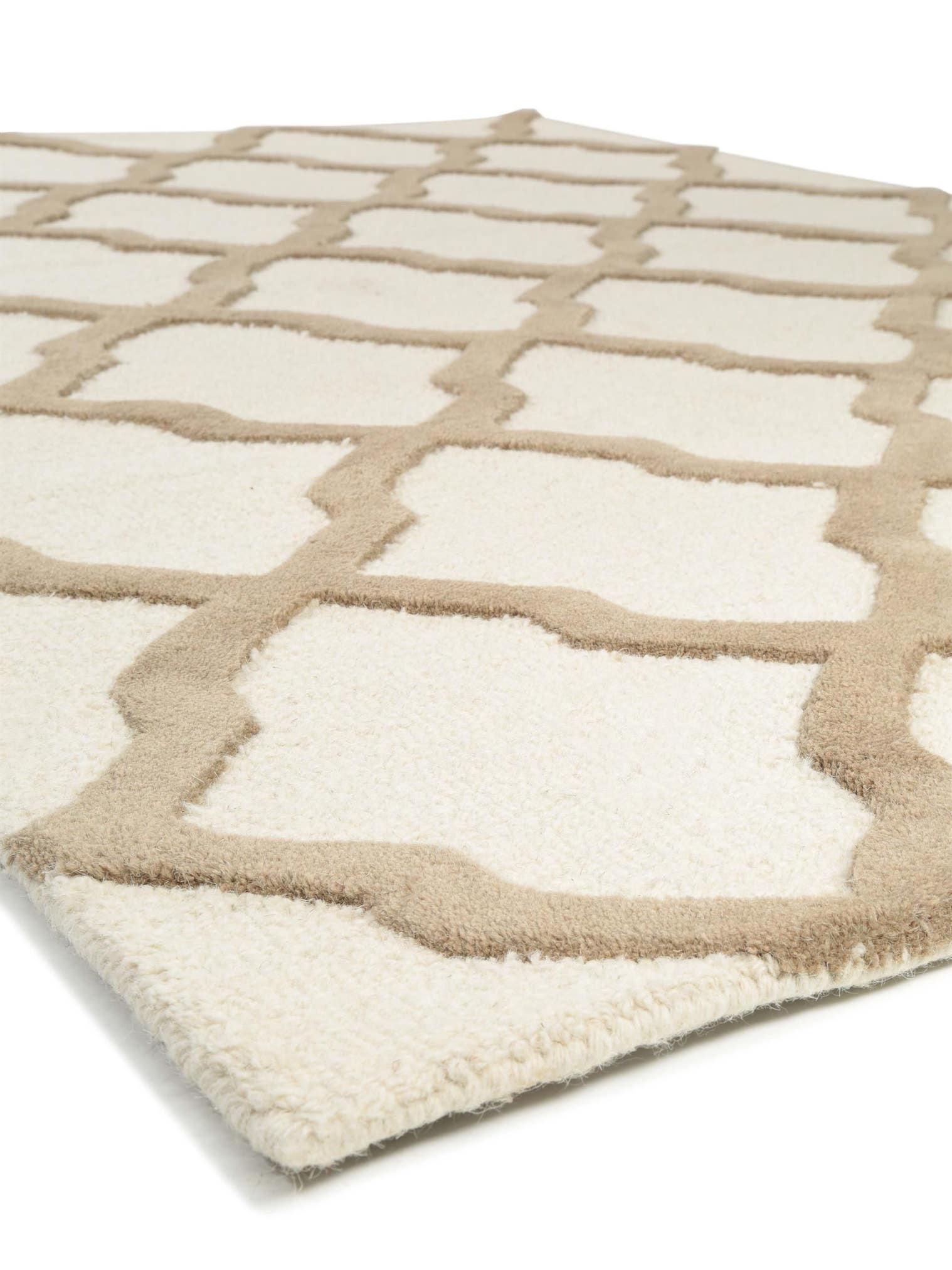 Tæppe af 100% Uld i Beige med 11 - 20 mm høj luv fra benuta Pure