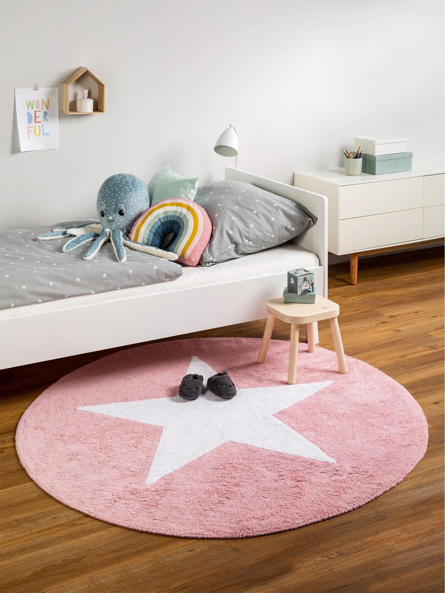 Teppich aus 100% Baumwolle in Rosa mit 11 bis 20 mm hohem Flor von Lytte