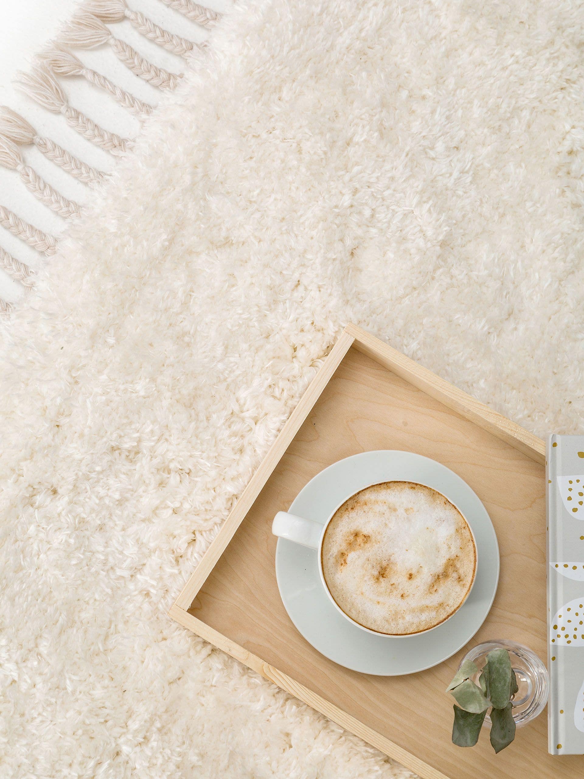 Rug made of 100% Polyester in Beige with a 41 - 50 mm high pile by benuta Pop
