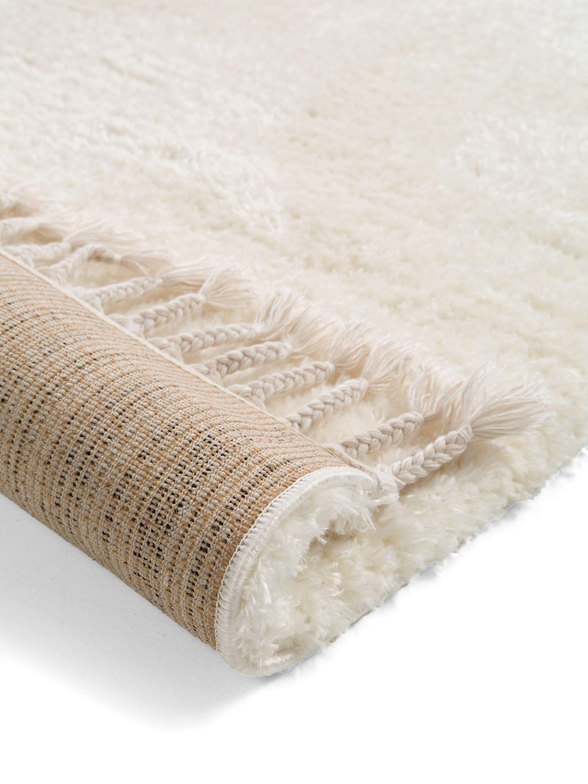 Rug made of 100% Polyester in Beige with a 41 - 50 mm high pile by benuta Pop
