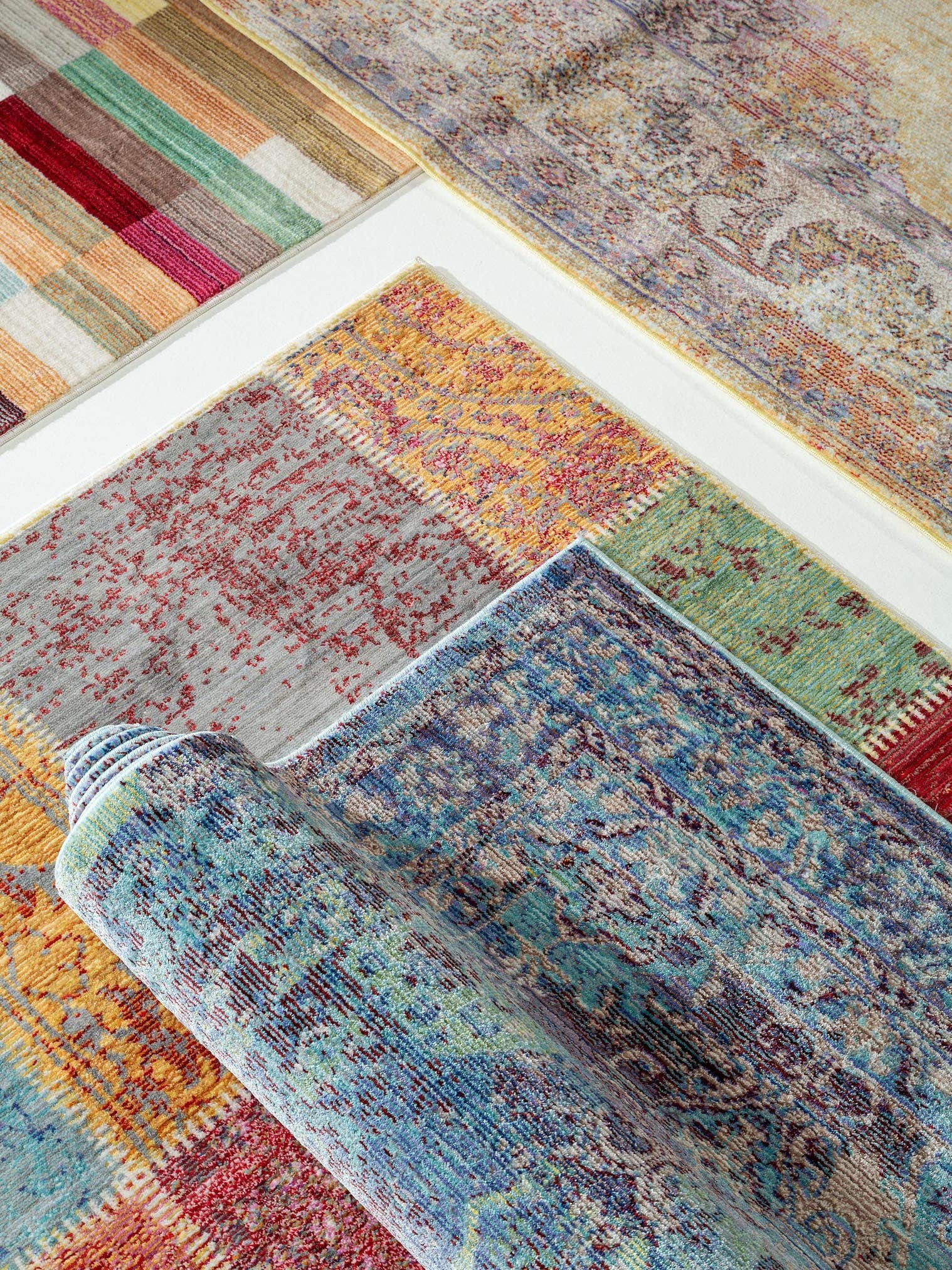 Teppich aus 100% Polyester in Blau mit bis 5 mm hohem Flor von benuta