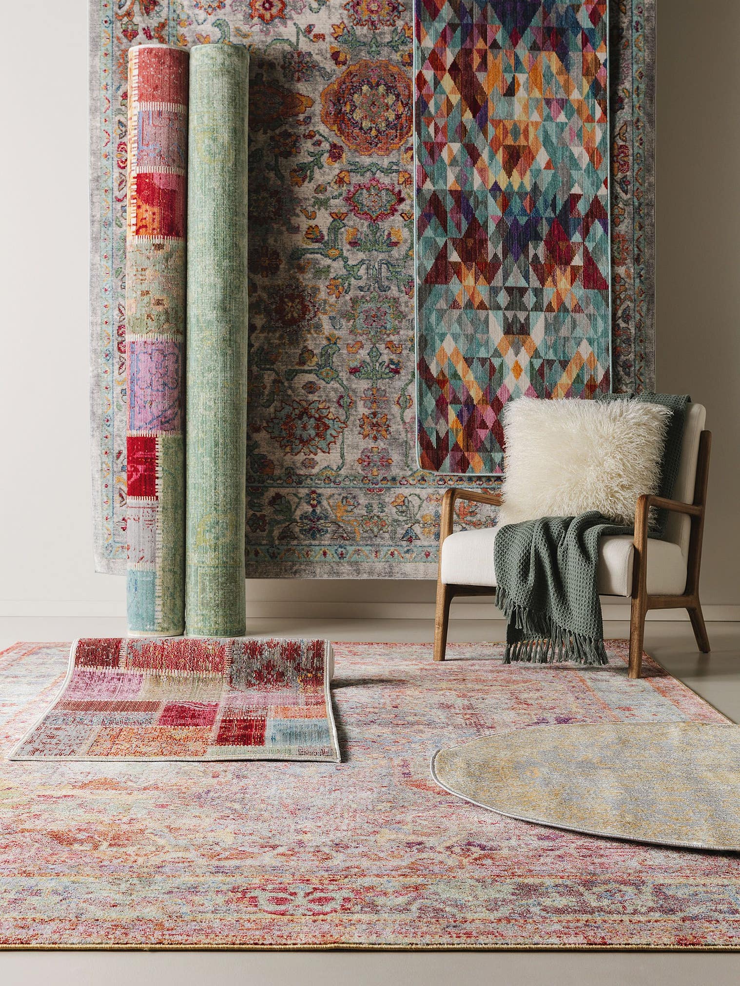 Tapis en 100% Polyester en Multicouleur avec une pile de 1- 5 mm de hauteur de benuta Nest