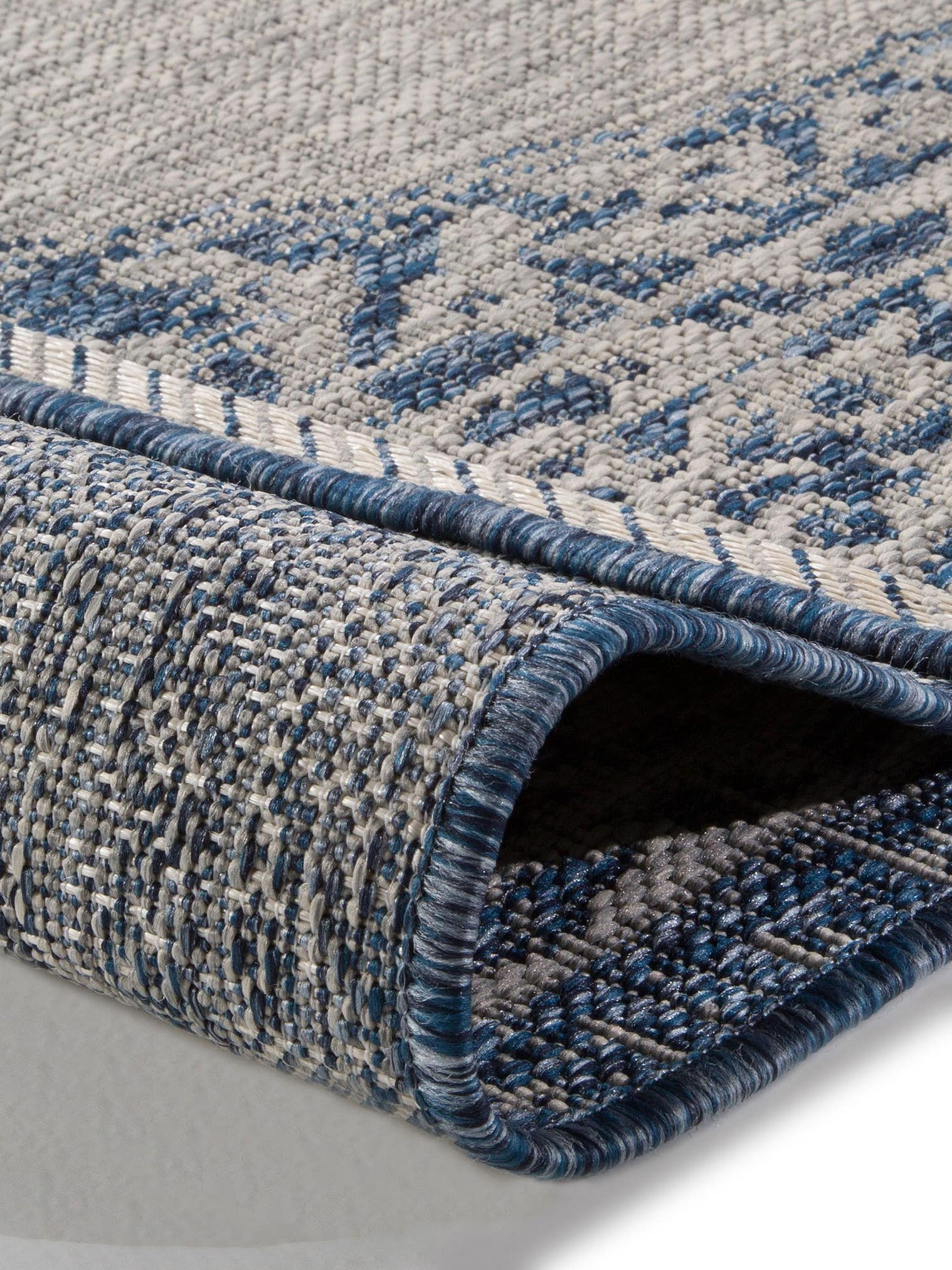Tapis en 100% Polypropylène en Bleu avec une pile de 1- 5 mm de hauteur de benuta Nest