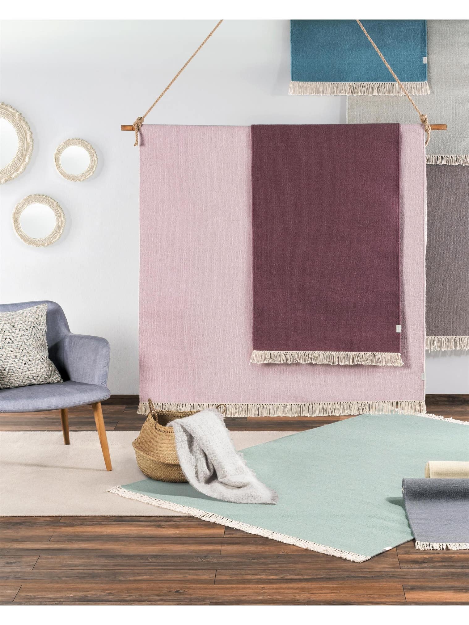 Matta av 80% Ull, 20% Bomull i Beige med 1- 5 mm hög lugg från benuta Pop