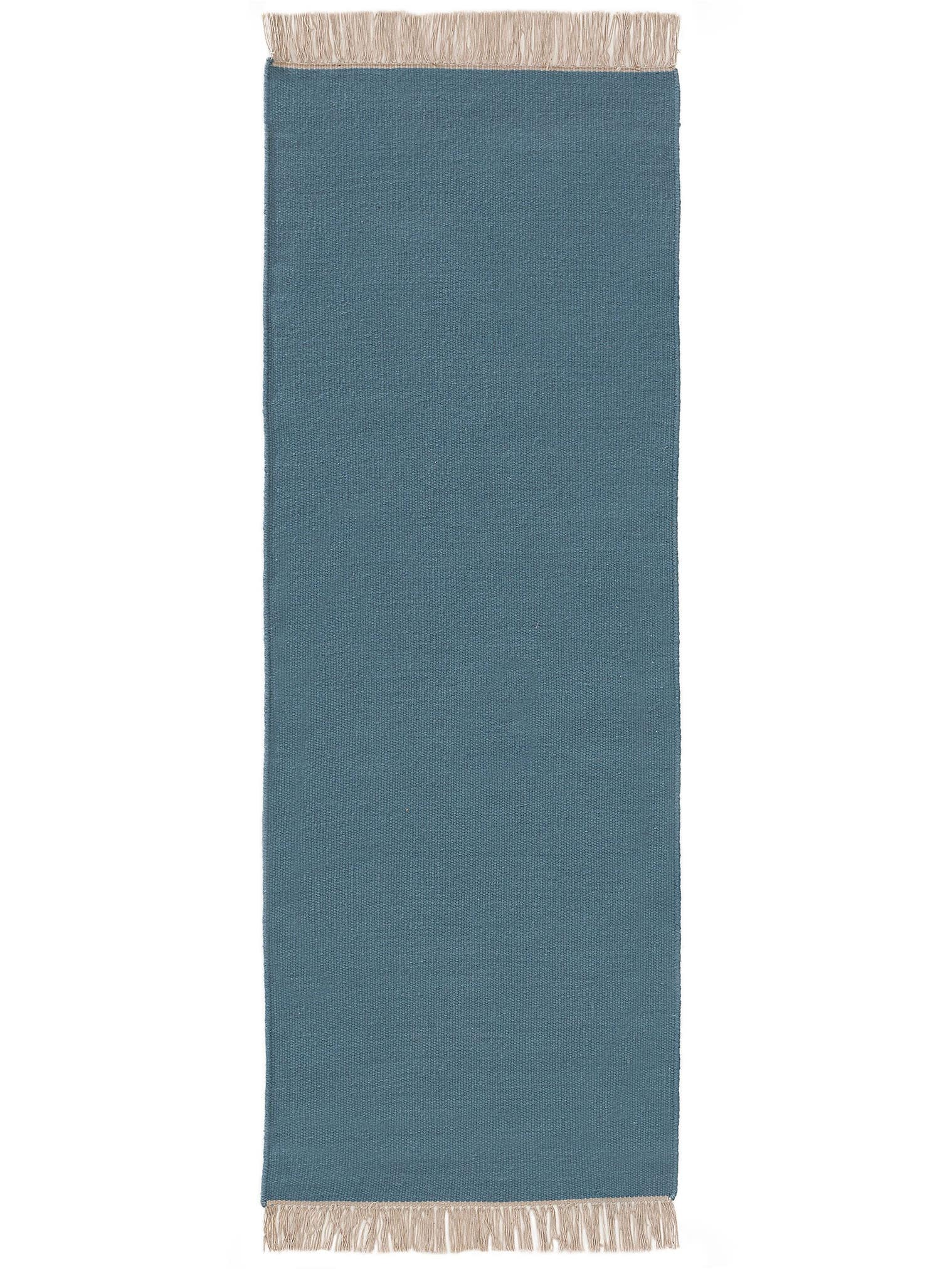 Tapijt van 80% Wol, 20% Katoen in Blauw met een 1- 5 mm hoge pool van benuta Pop