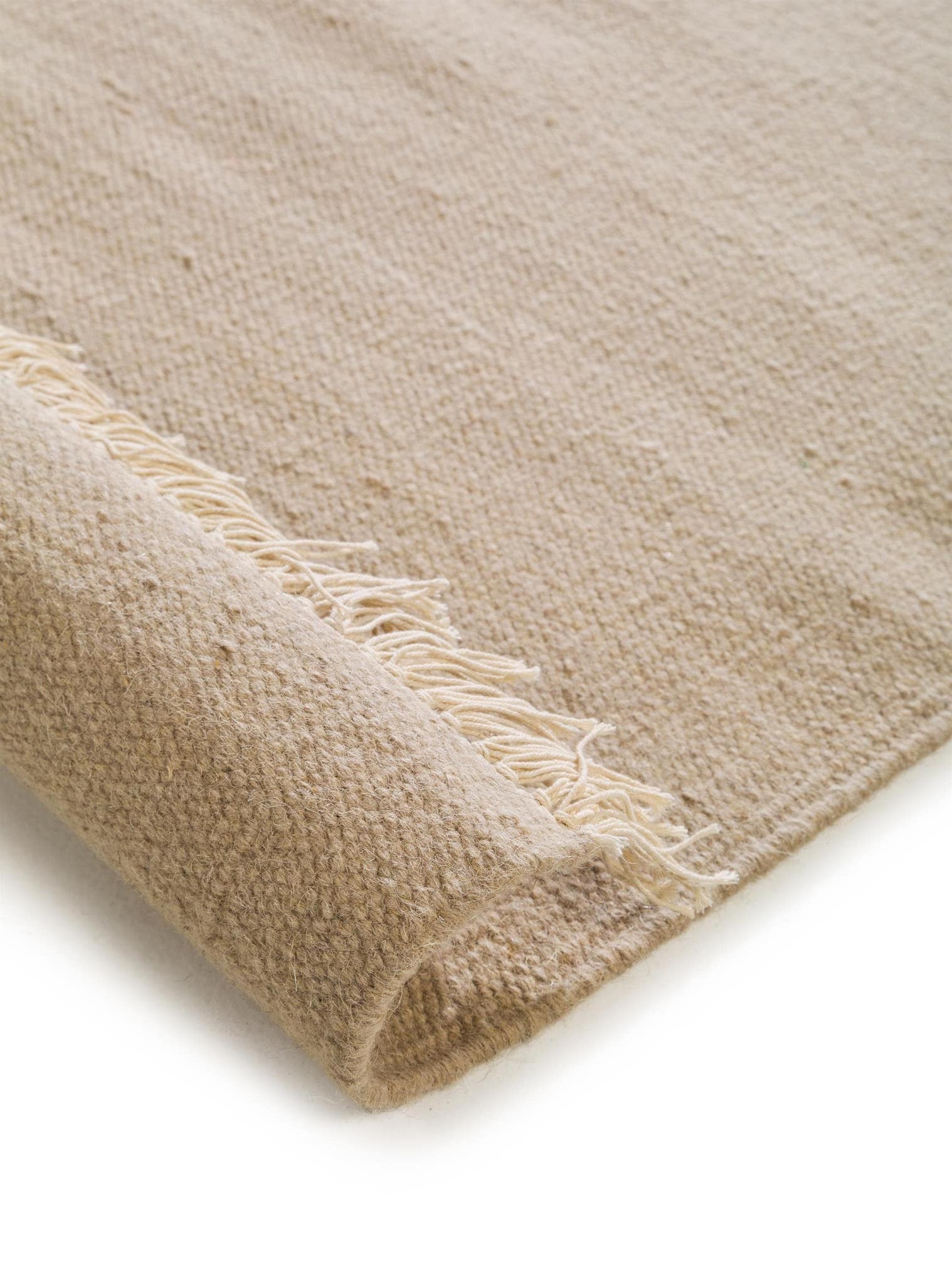 Teppich aus 80% Wolle, 20% Baumwolle in Beige mit bis 5 mm hohem Flor von benuta