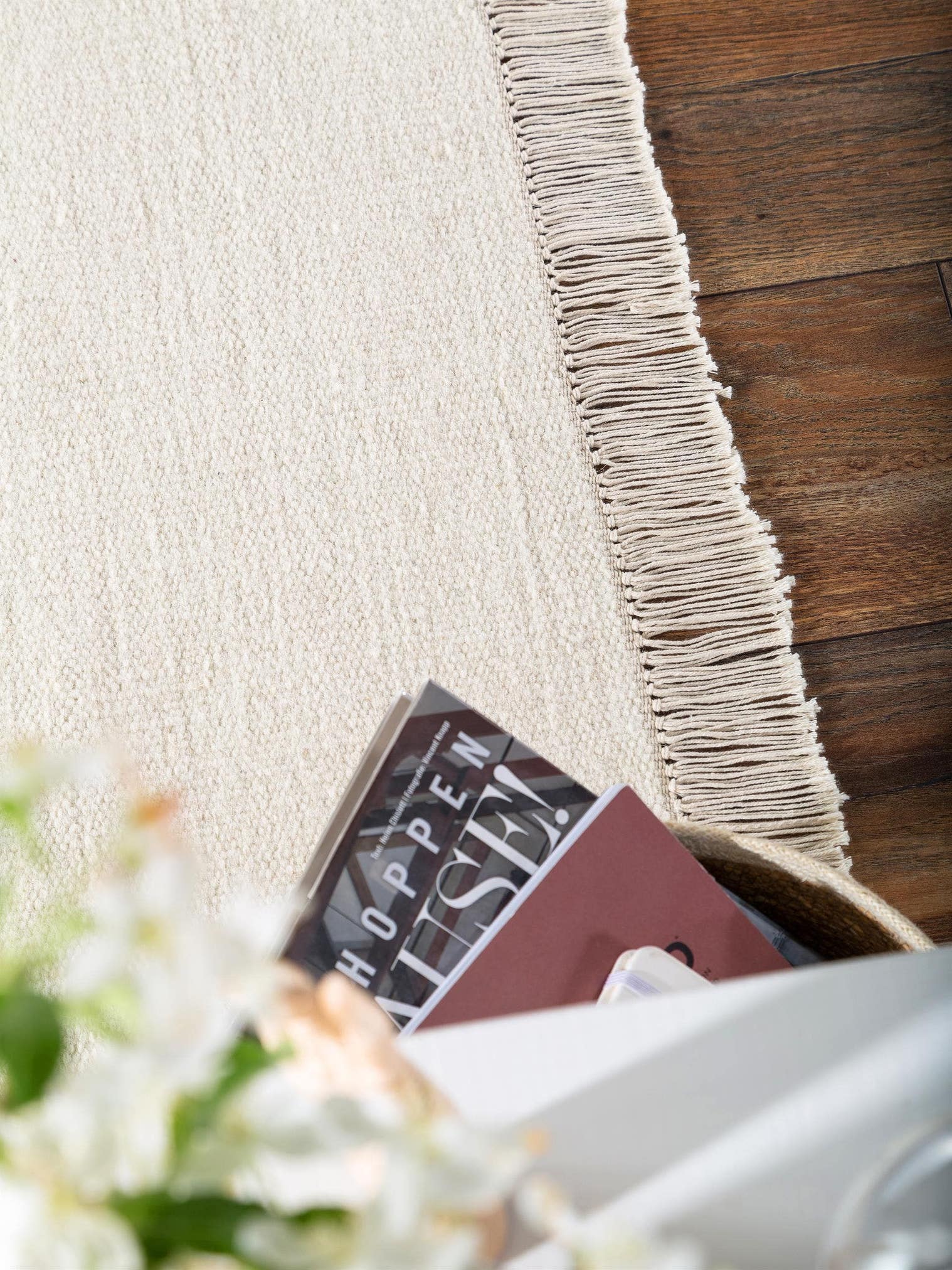 Teppich aus 80% Wolle, 20% Baumwolle in Beige mit bis 5 mm hohem Flor von benuta