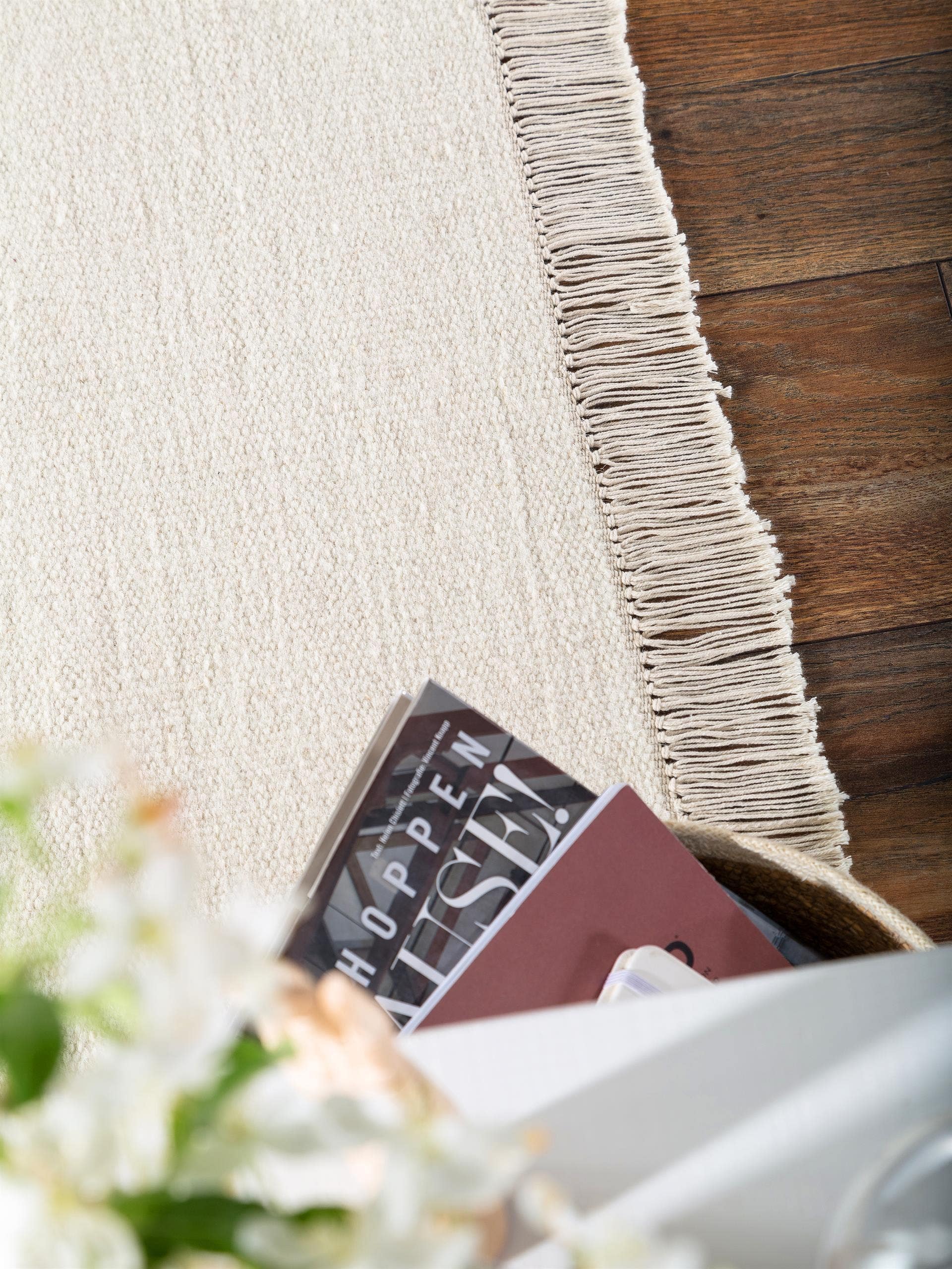 Tappeto di 80% lana, 20% cotone in Beige con pelo alto 1- 5 mm da benuta