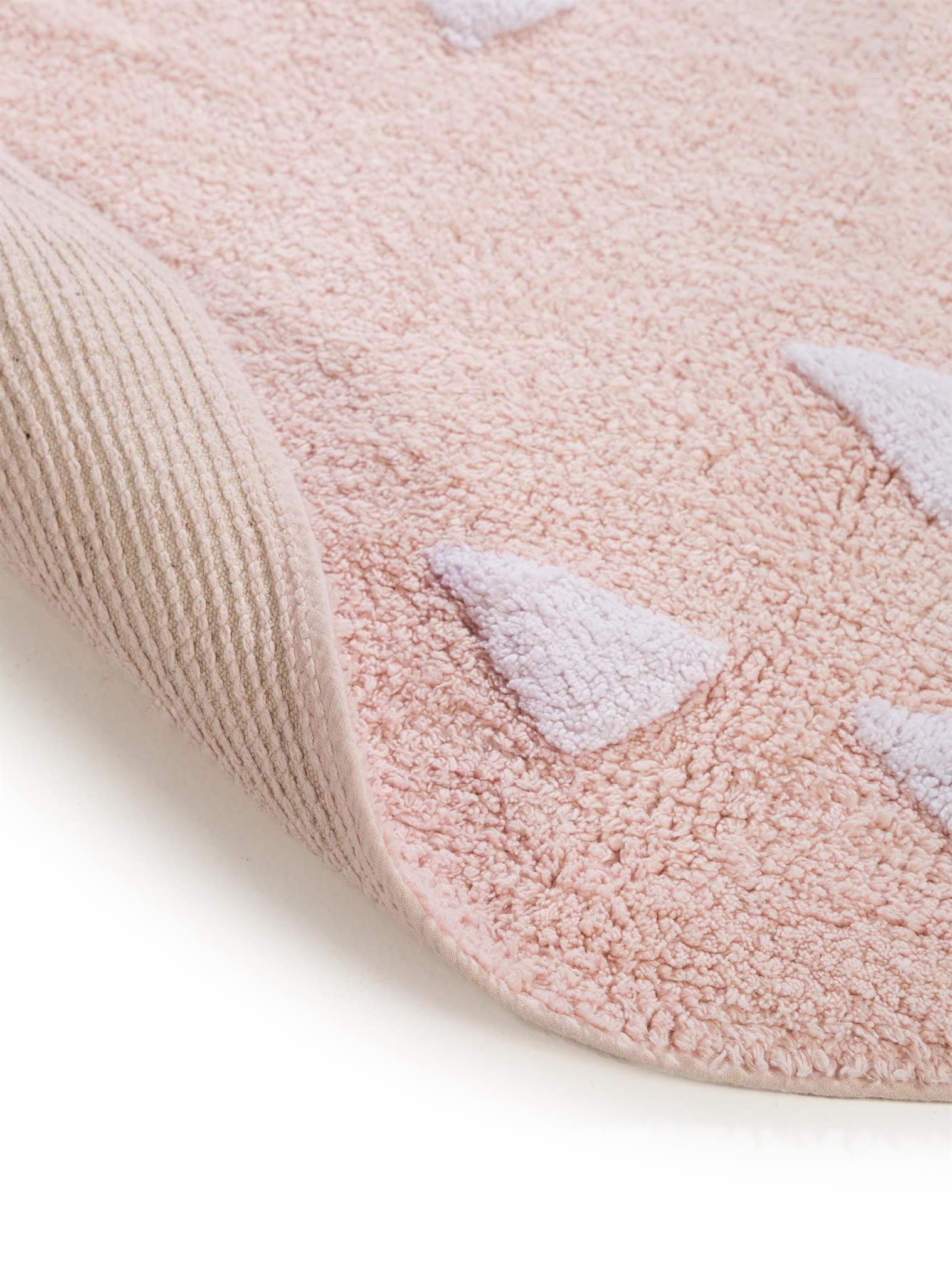 Teppich aus 100% Baumwolle in Rosa mit 11 bis 20 mm hohem Flor von Lytte
