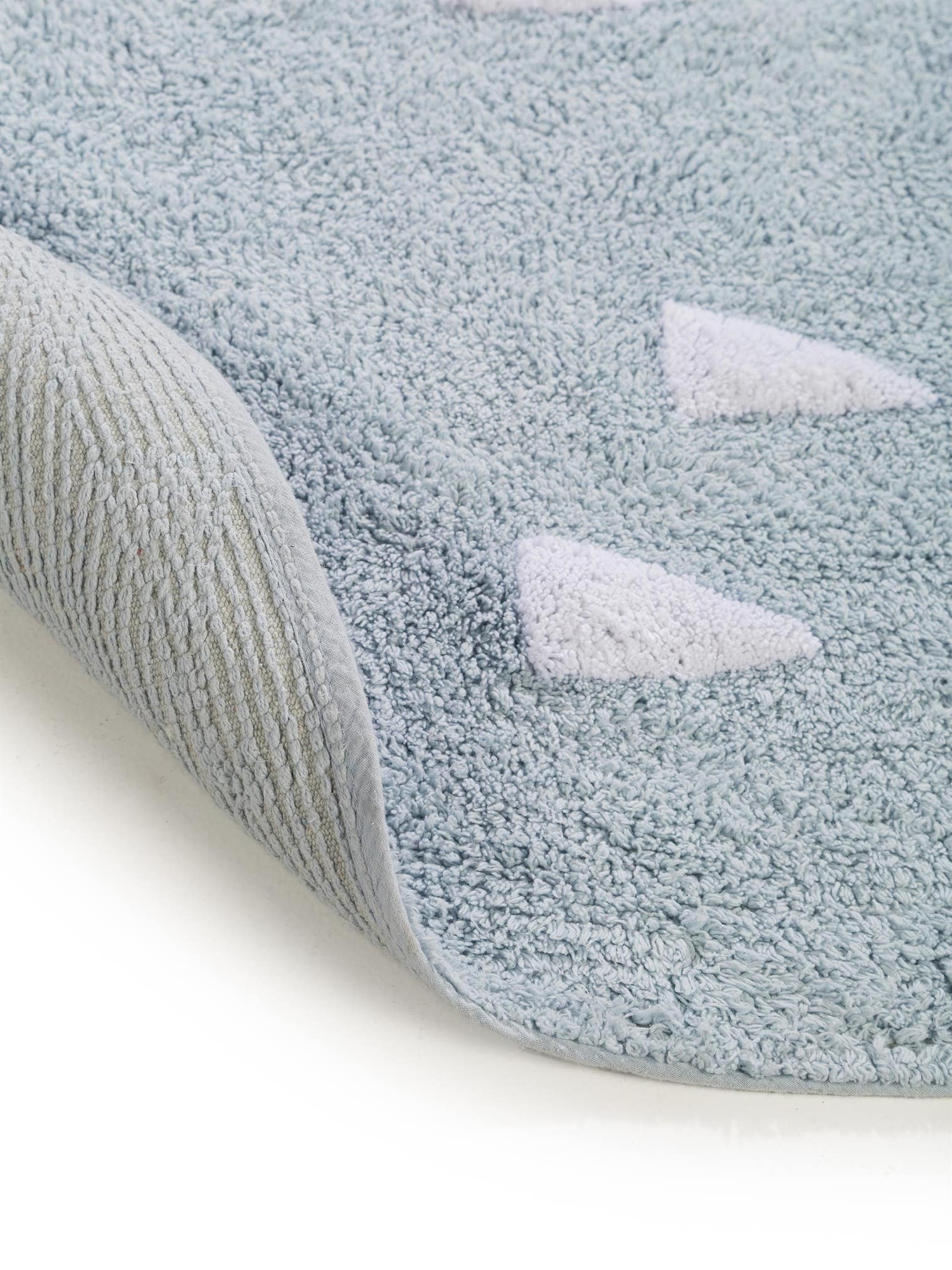 Teppich aus 100% Baumwolle in Blau mit 11 bis 20 mm hohem Flor von Lytte