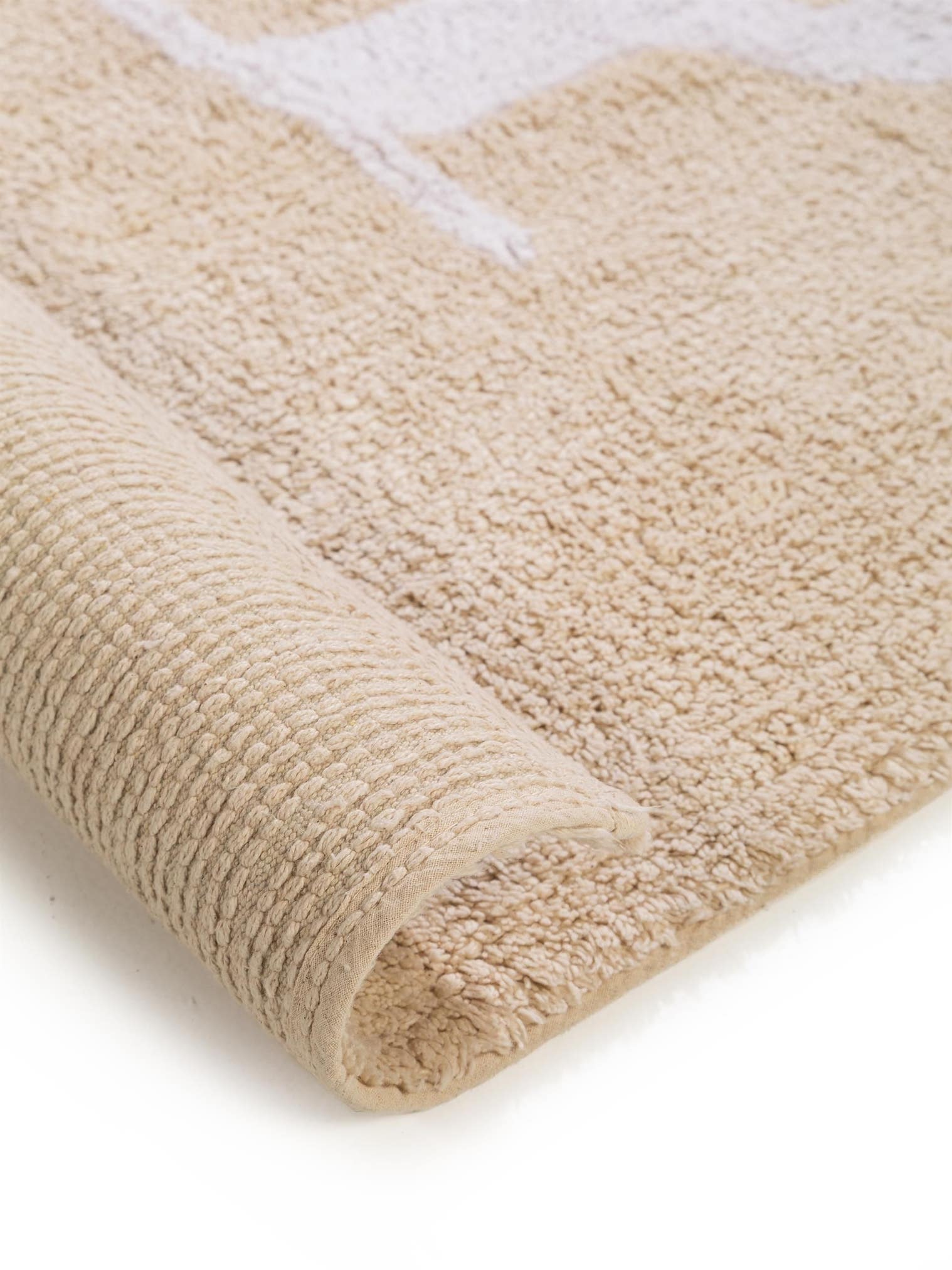 Teppich aus 100% Baumwolle in Beige mit 11 bis 20 mm hohem Flor von Lytte