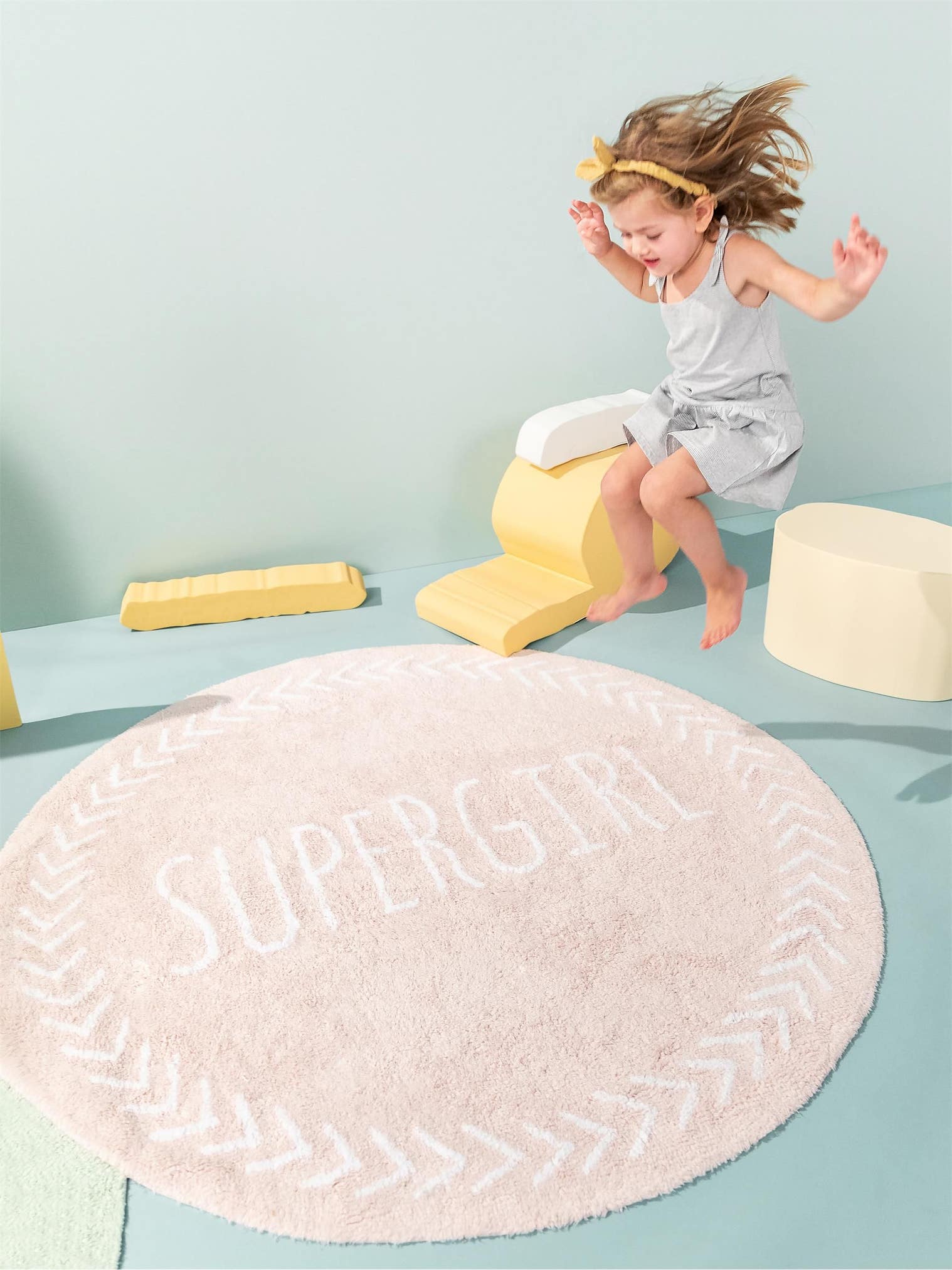Teppich aus 100% Baumwolle in Beige mit 11 bis 20 mm hohem Flor von Lytte