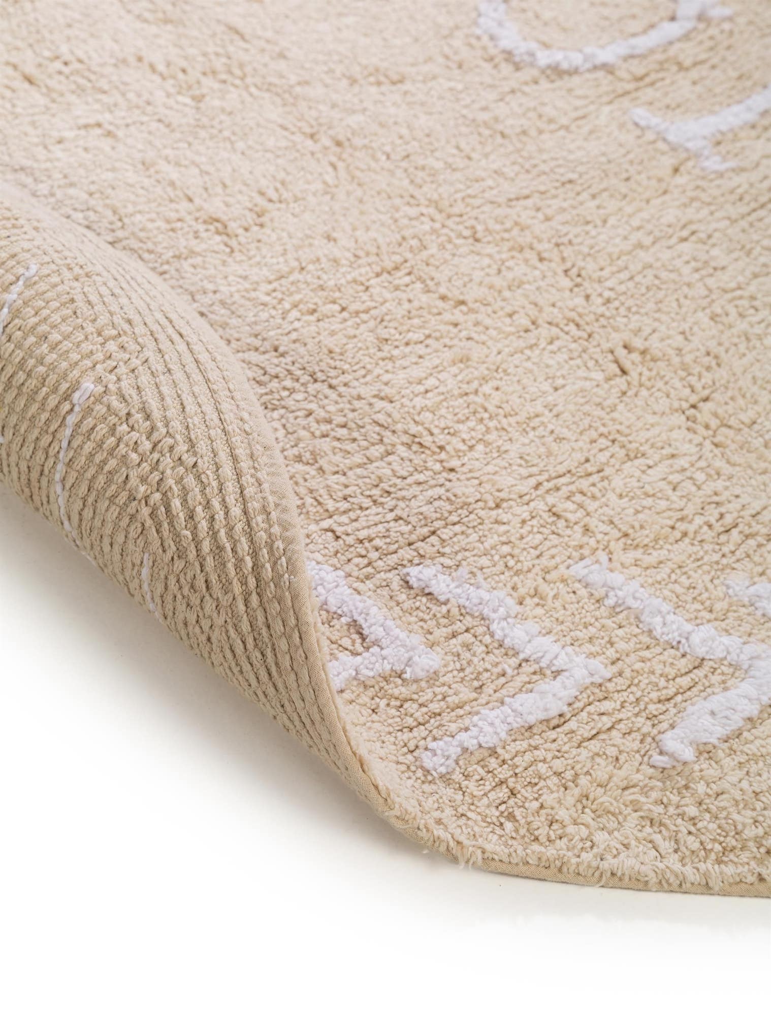 Teppich aus 100% Baumwolle in Beige mit 11 bis 20 mm hohem Flor von Lytte