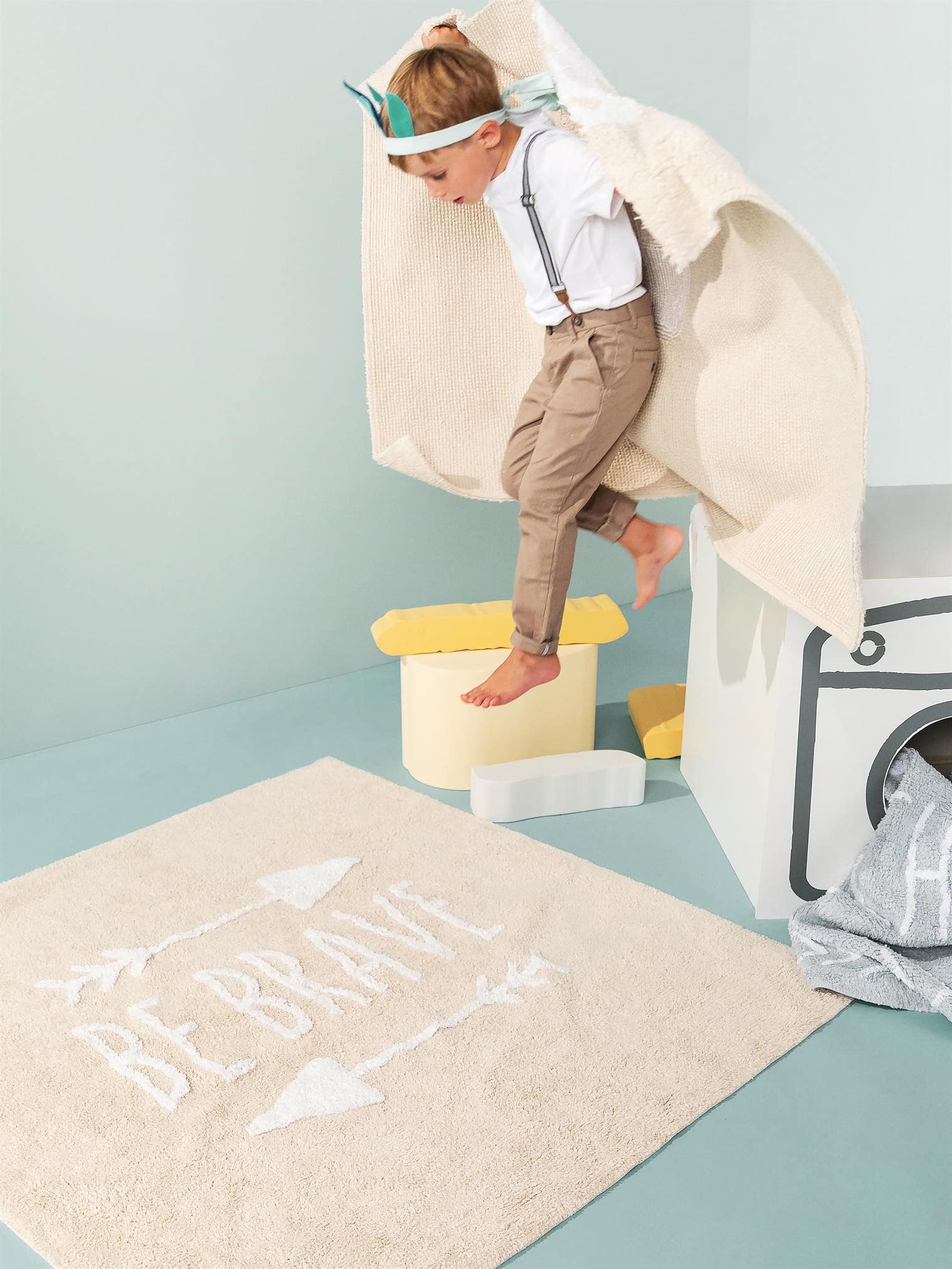Tapis en 100% Coton en Beige avec une pile de 11 - 20 mm de hauteur de Lytte