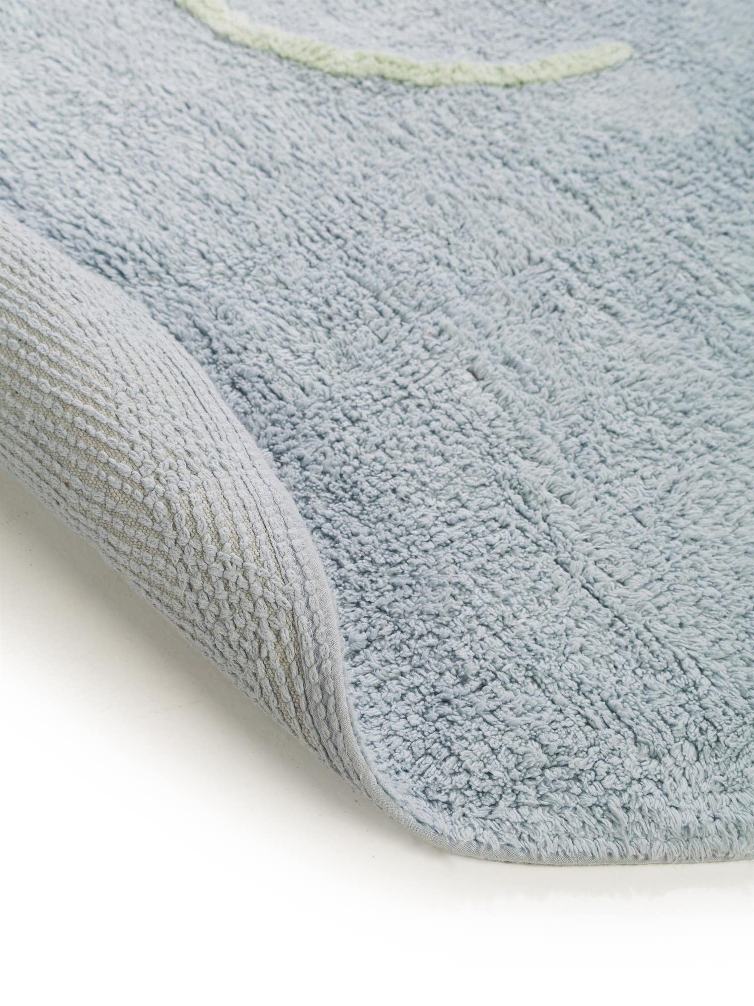 Teppich aus 100% Baumwolle in Blau mit 11 bis 20 mm hohem Flor von Lytte