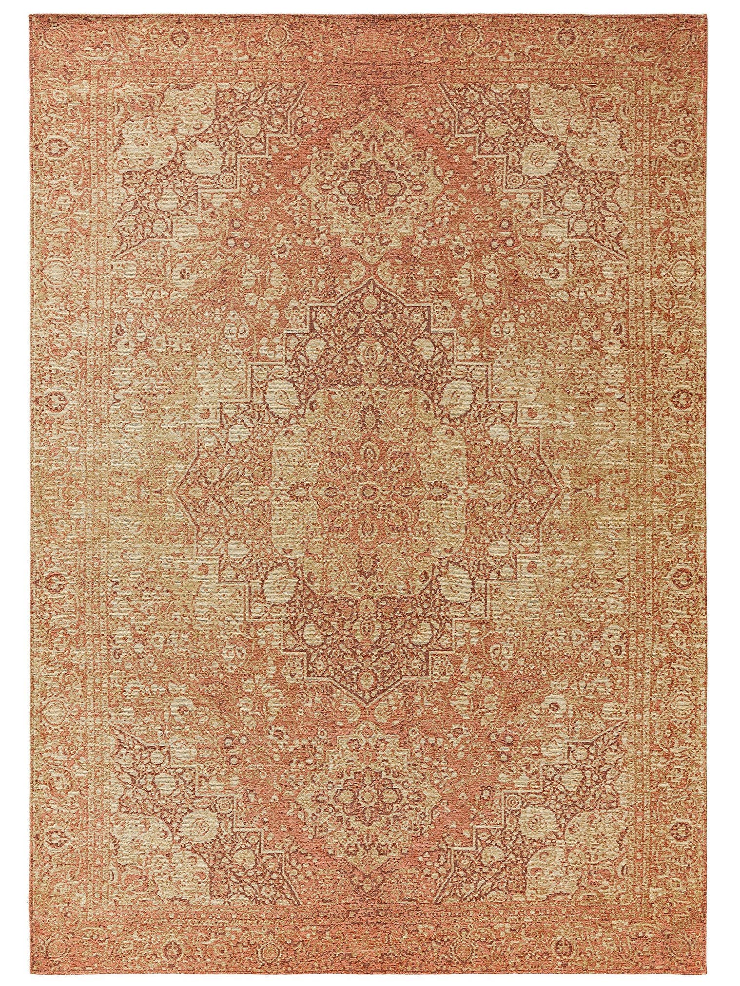 Teppich aus 55% Polyacryl, 27% Polyester, 17% Baumwolle, 1% Latex in Rosa mit bis 5 mm hohem Flor von benuta Nest