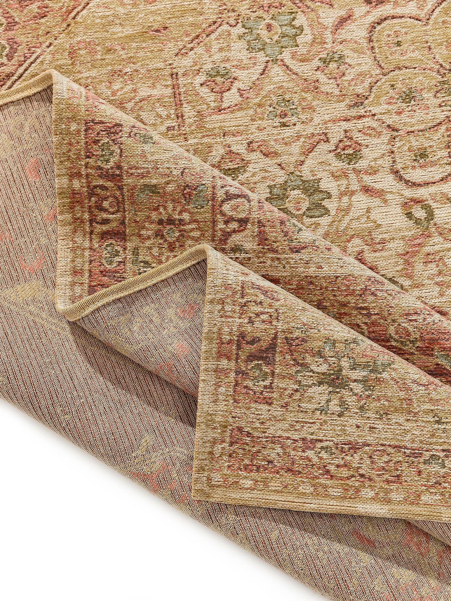 Teppich aus 55% Polyacryl, 27% Polyester, 17% Baumwolle, 1% Latex in Rosa mit bis 5 mm hohem Flor von benuta Nest
