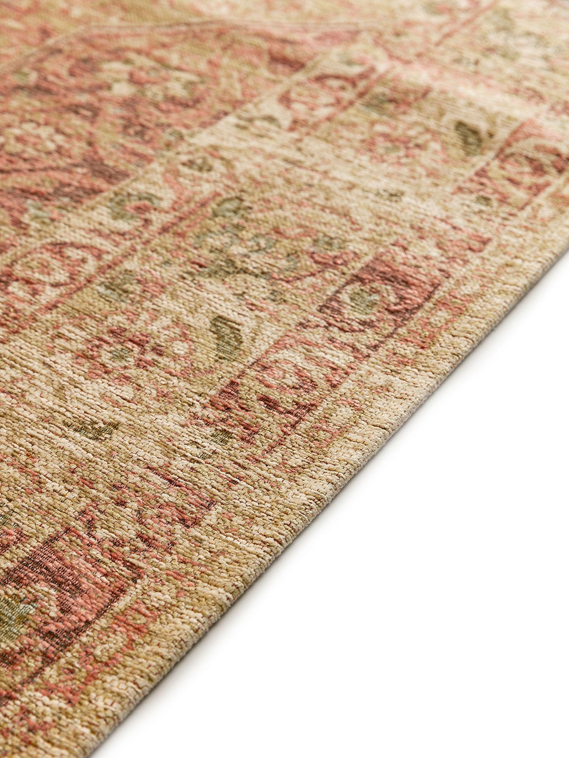 Rug made of 55% Polyacrylics, 27% Polyester, 17% Cotton, 1% Latex in Pink with a 1- 5 mm high pile by benuta Nest