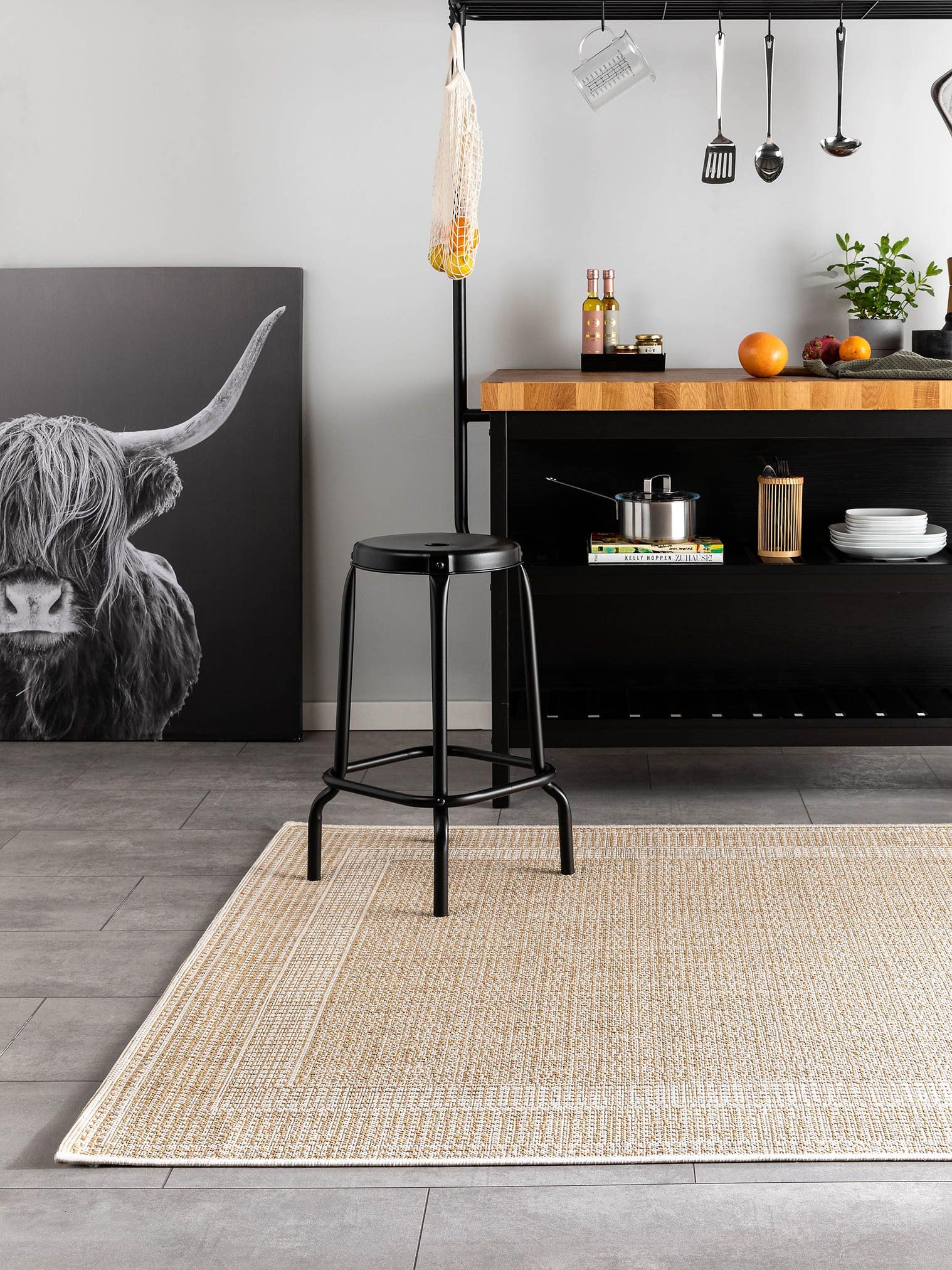 Tapis en 100% Polypropylène en Beige avec une pile de 1- 5 mm de hauteur de benuta Nest
