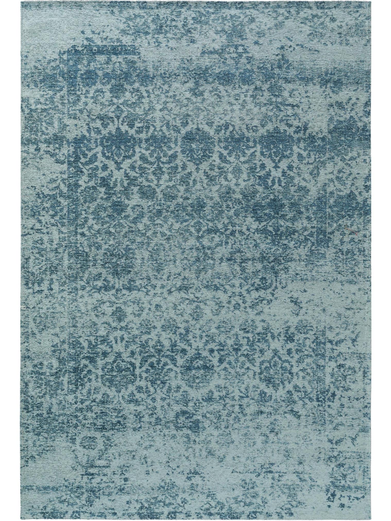 Tapis en 41% Coton, 32% Polyacrylique, 26% Polyester, 1% Latex en Bleu avec une pile de 1- 5 mm de hauteur de benuta Pop