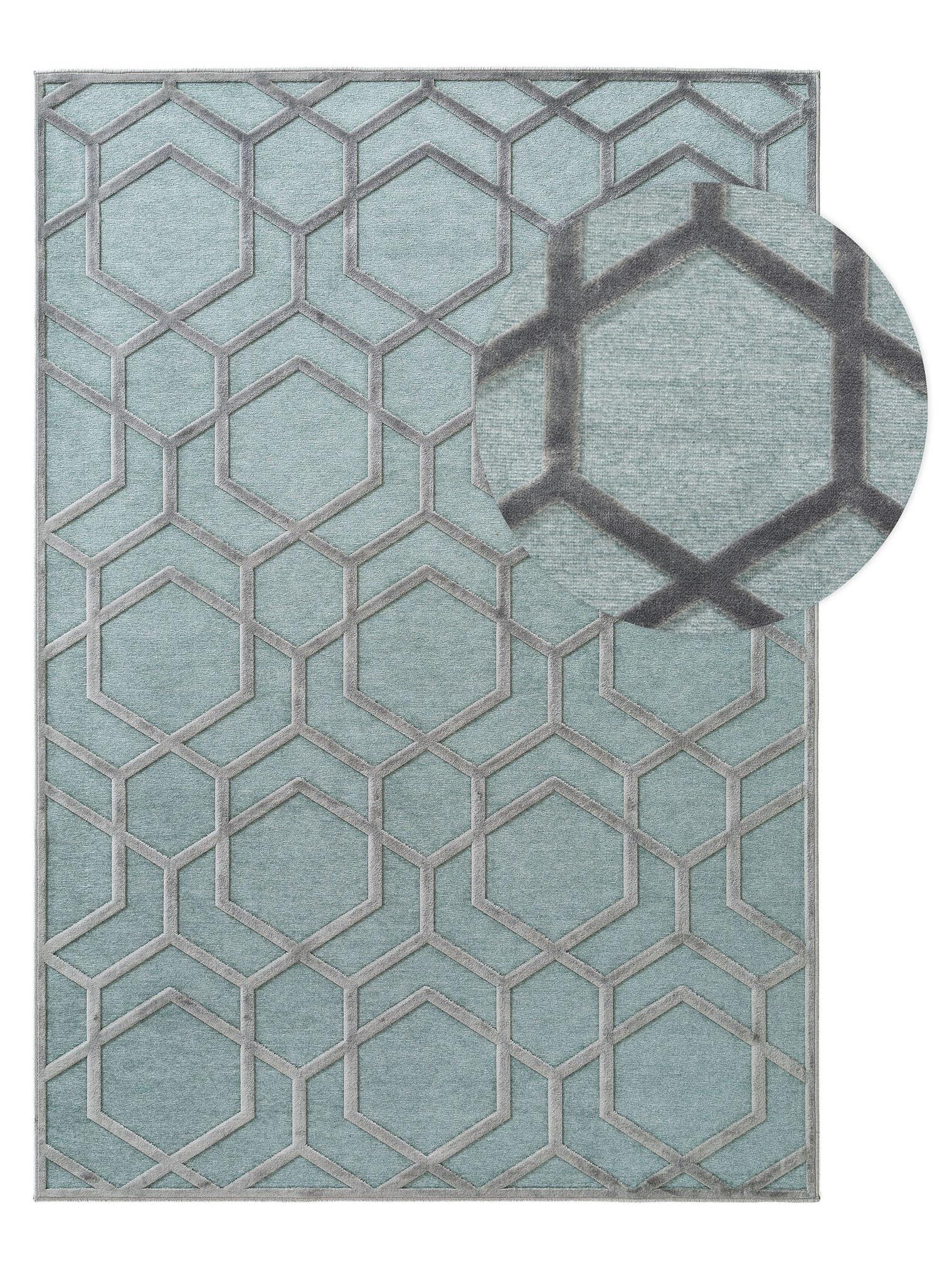 Tappeto di 100% Viscosa in Azzurro con pelo alto 1- 5 mm da benuta Pop