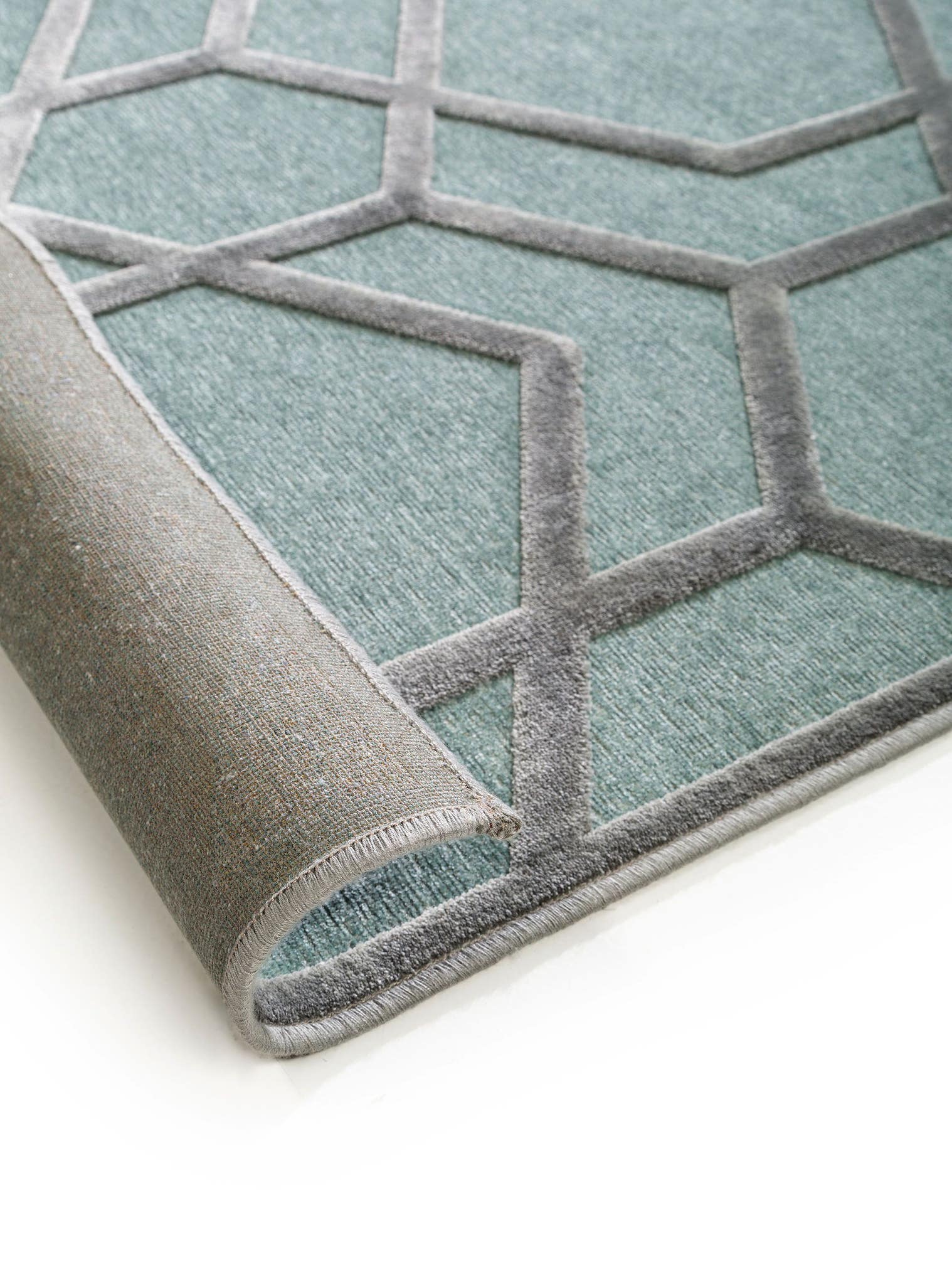 Tappeto di 100% Viscosa in Azzurro con pelo alto 1- 5 mm da benuta Pop