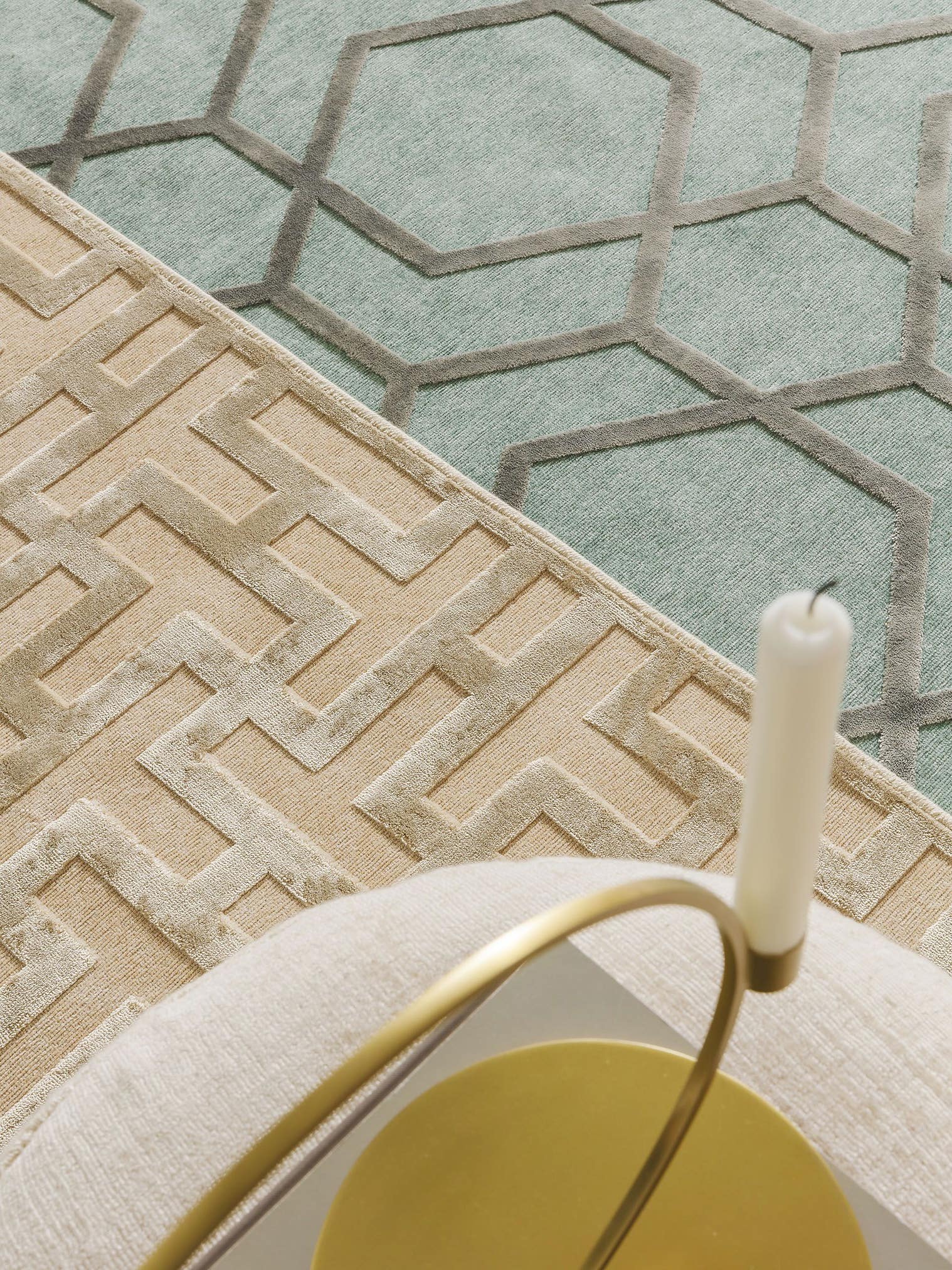 Tappeto di 100% Viscosa in Azzurro con pelo alto 1- 5 mm da benuta Pop