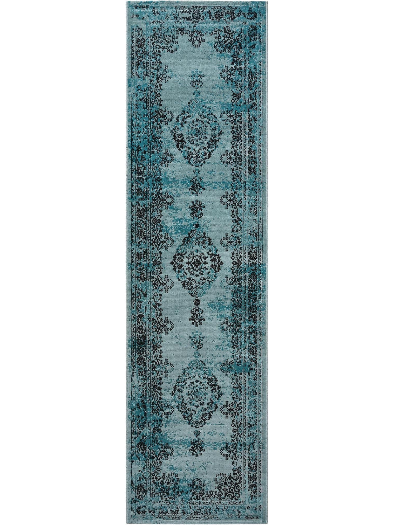 Tapis en 100% Polypropylène en Turquoise avec une pile de 1- 5 mm de hauteur de benuta Nest