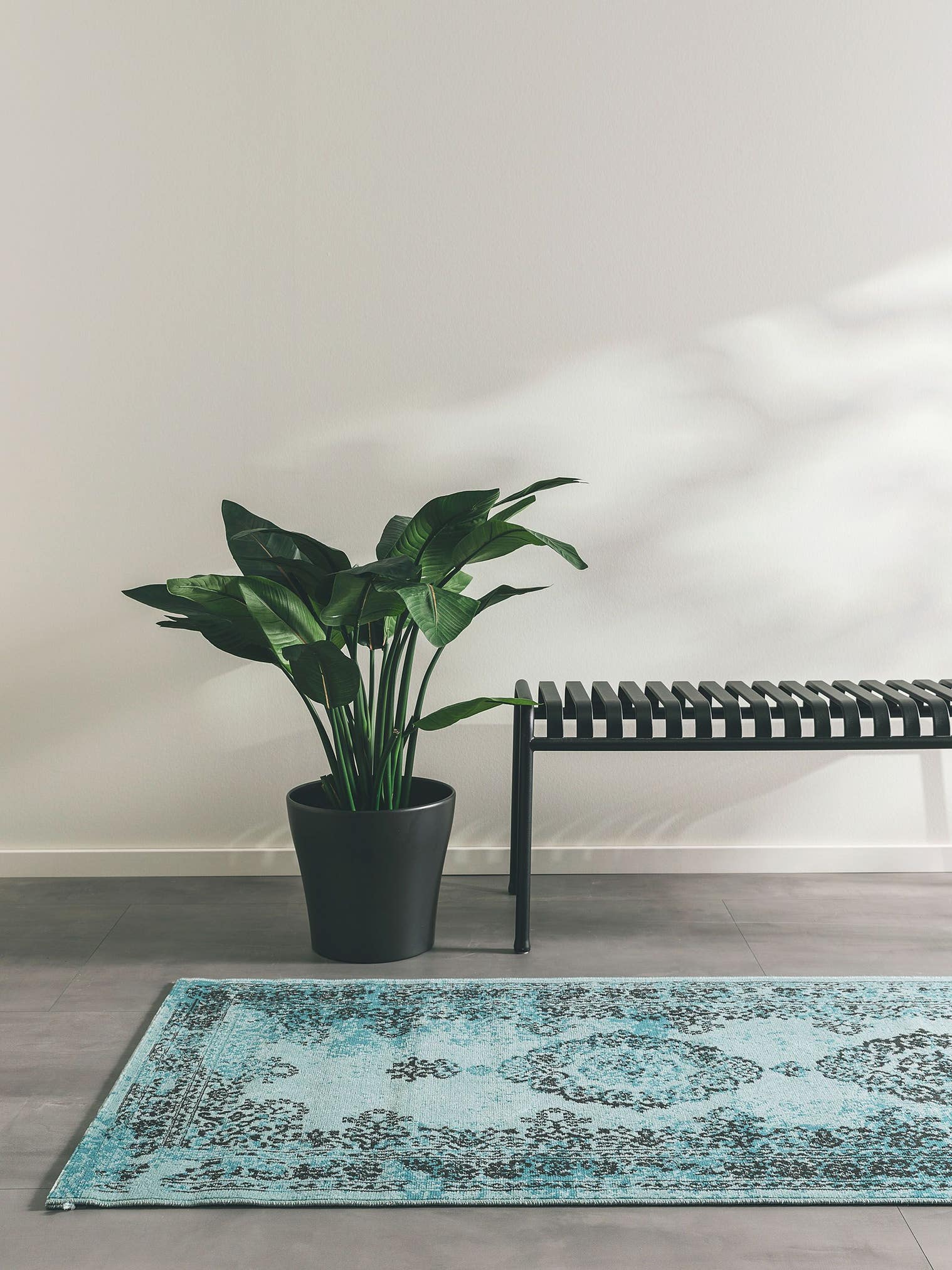 Tapis en 100% Polypropylène en Turquoise avec une pile de 1- 5 mm de hauteur de benuta Nest