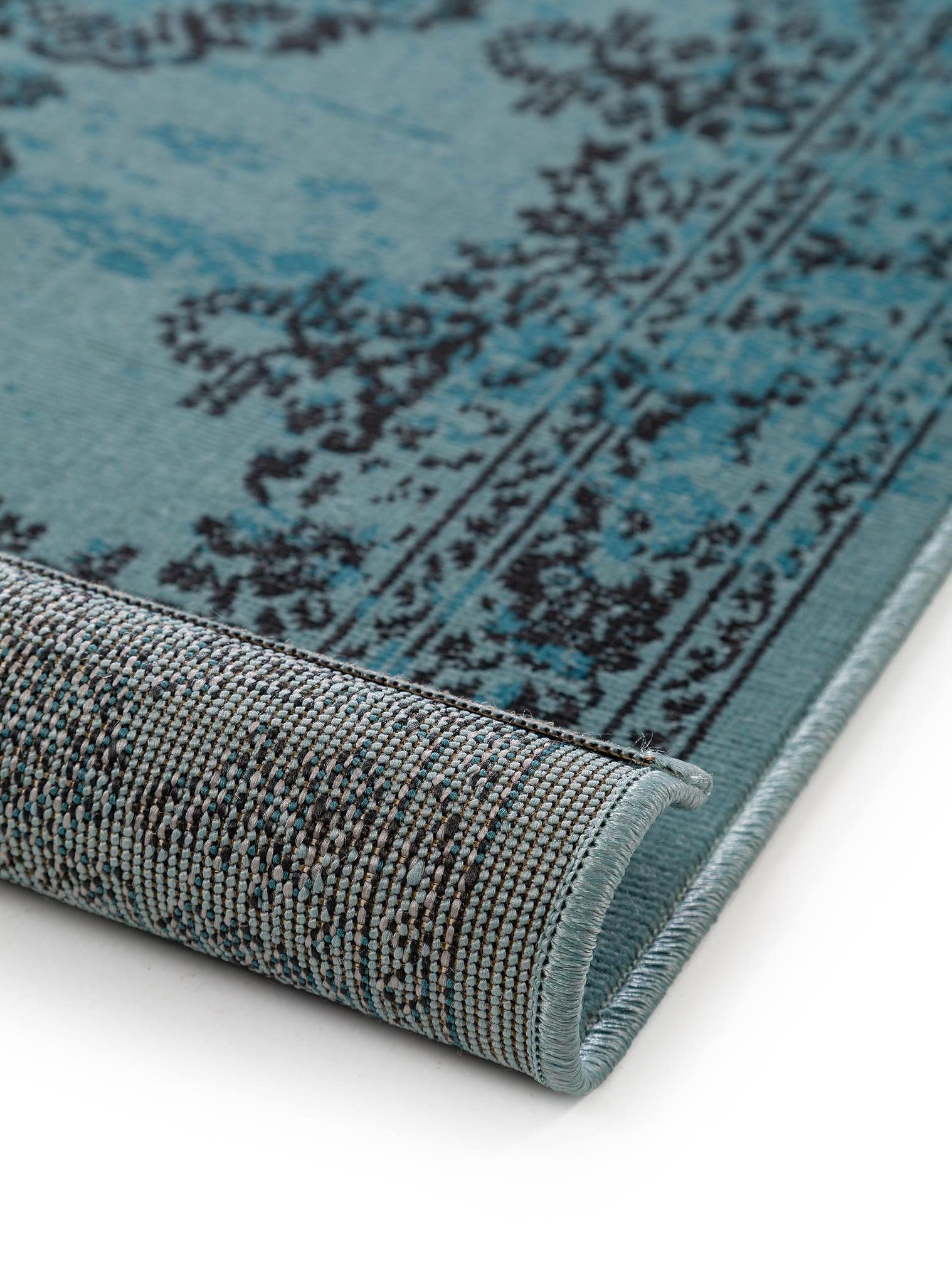 Tapis en 100% Polypropylène en Turquoise avec une pile de 1- 5 mm de hauteur de benuta Nest