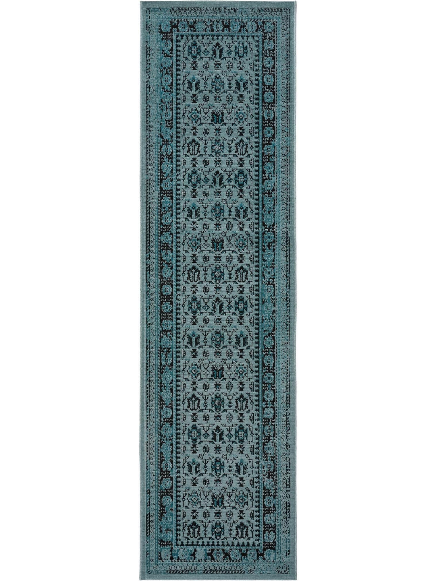 Tapis en 100% Polypropylène en Turquoise avec une pile de 1- 5 mm de hauteur de benuta Nest