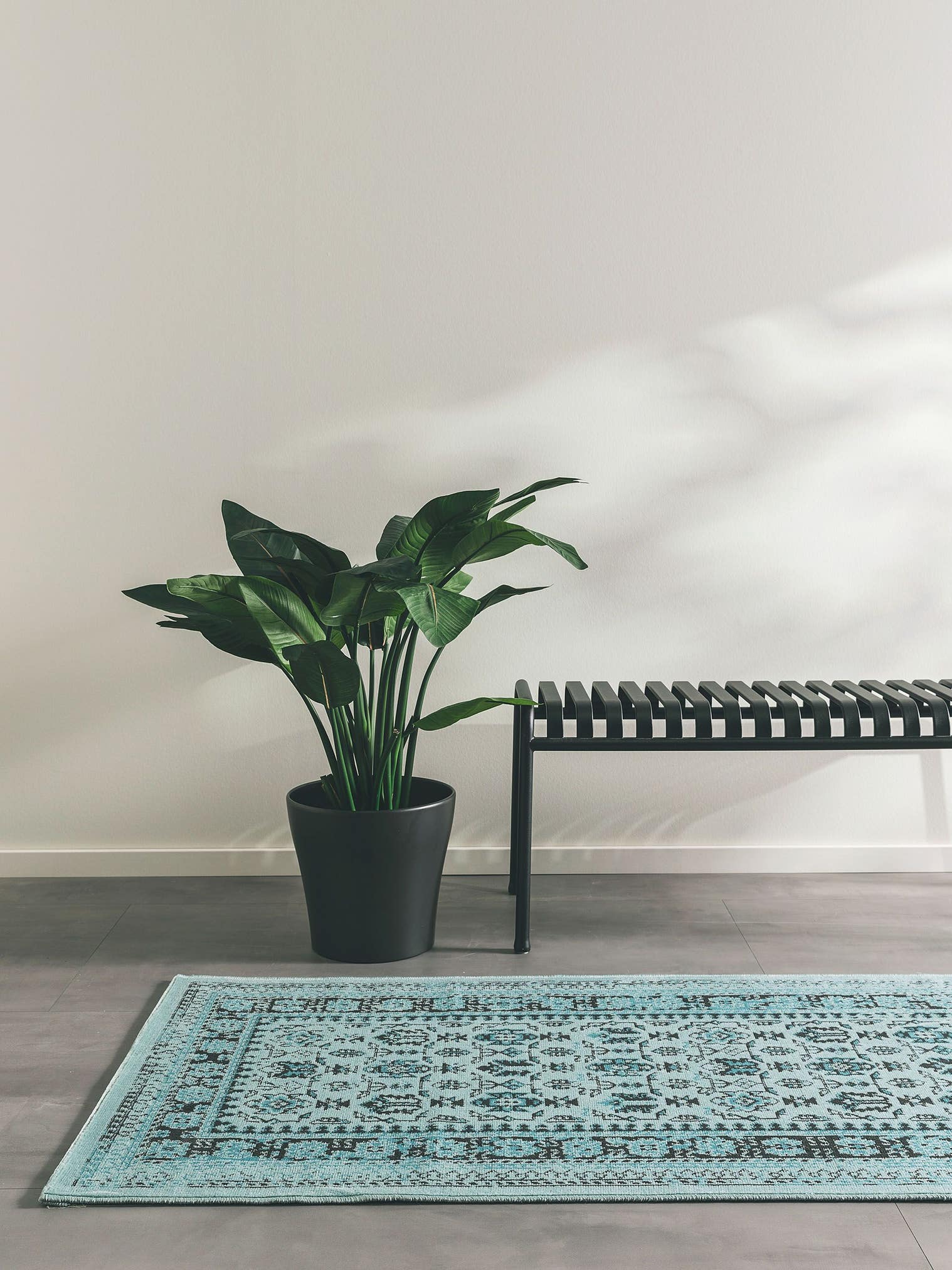 Tapis en 100% Polypropylène en Turquoise avec une pile de 1- 5 mm de hauteur de benuta Nest