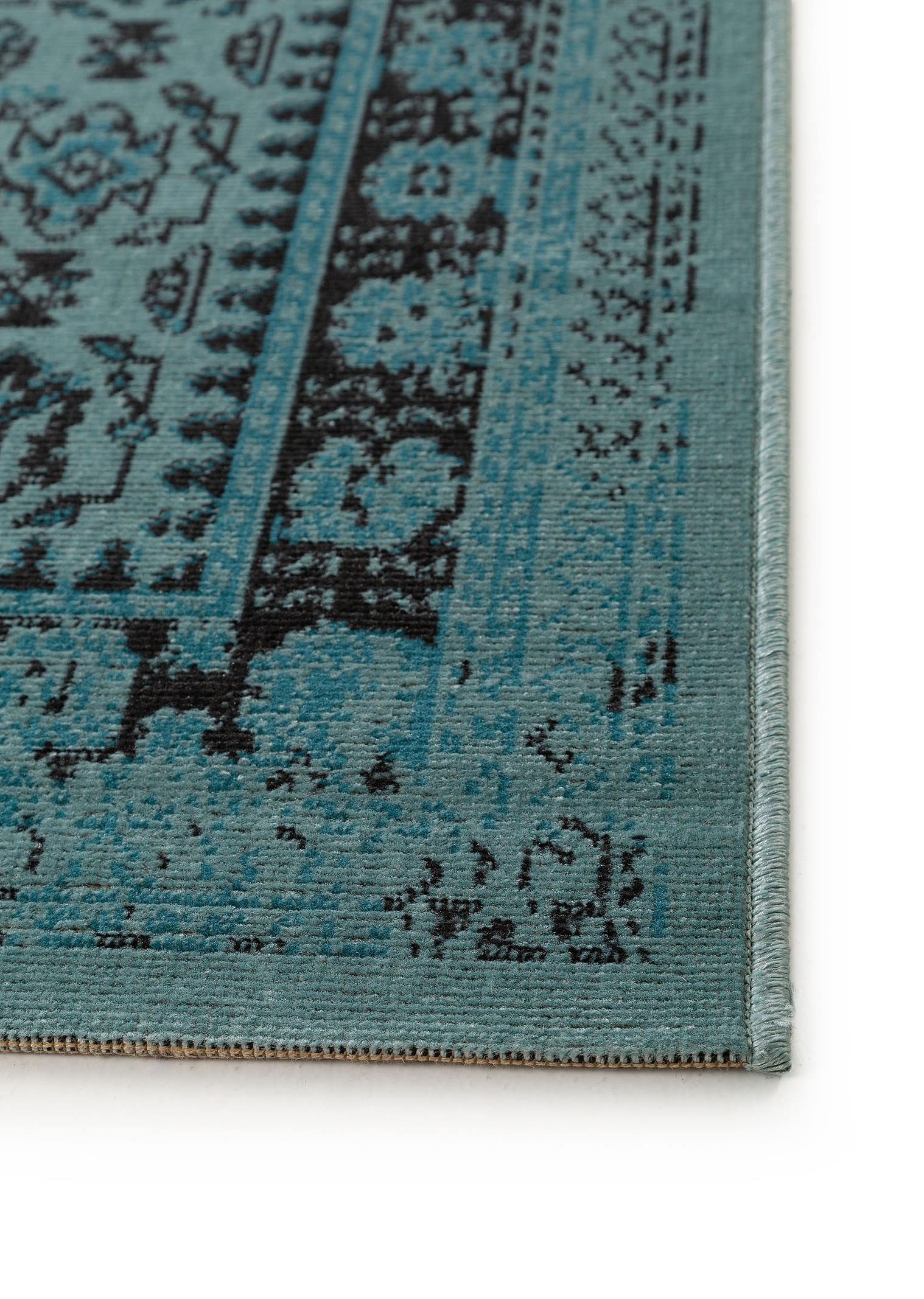 Tapis en 100% Polypropylène en Turquoise avec une pile de 1- 5 mm de hauteur de benuta Nest