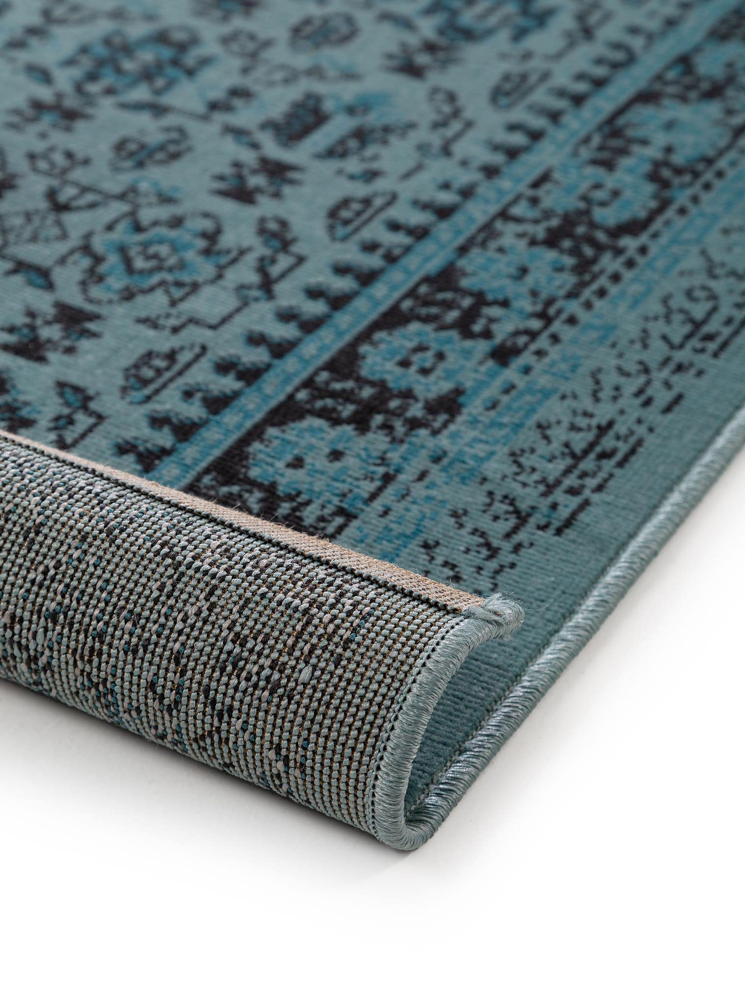 Tapis en 100% Polypropylène en Turquoise avec une pile de 1- 5 mm de hauteur de benuta Nest