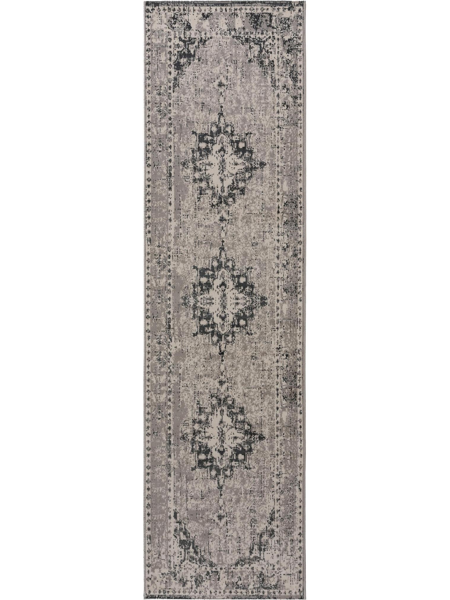 Tapis en 100% Polypropylène en Gris avec une pile de 1- 5 mm de hauteur de benuta Nest
